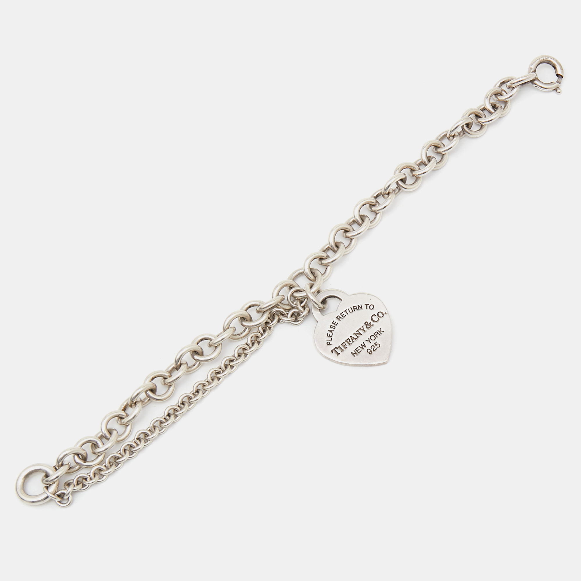 

Tiffany & Co. Return to Tiffany Heart Tag Sterling Silver Double Chain Bracelet