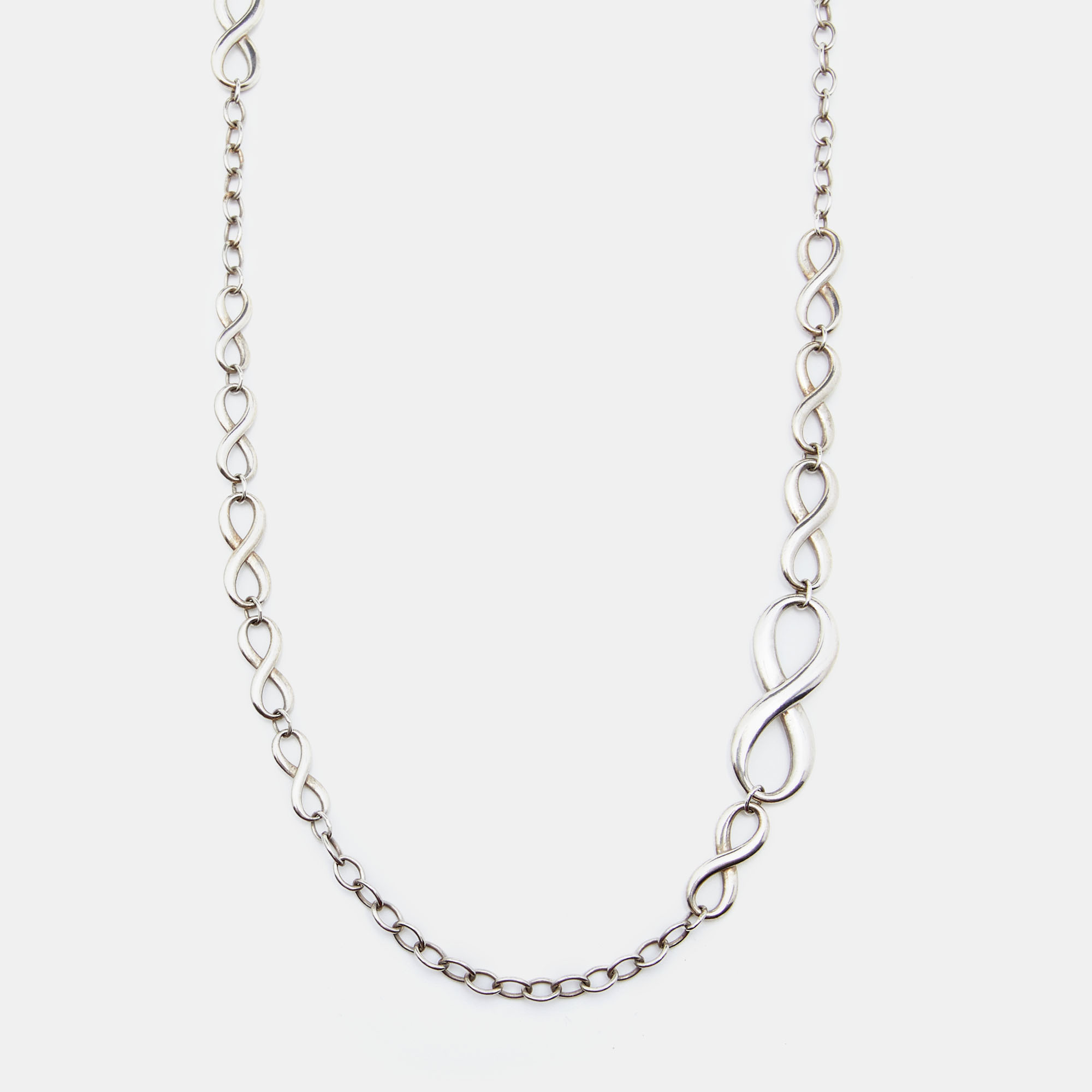 

Tiffany & Co. Infinity Silver Chain Link Long Station Necklace