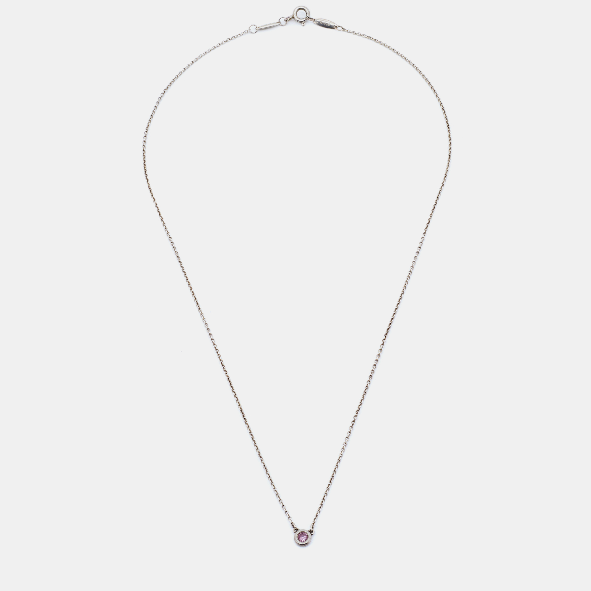 

Tiffany & Co. Elsa Peretti Color by the Yard Pink Sapphire Sterling Silver Chain Necklace