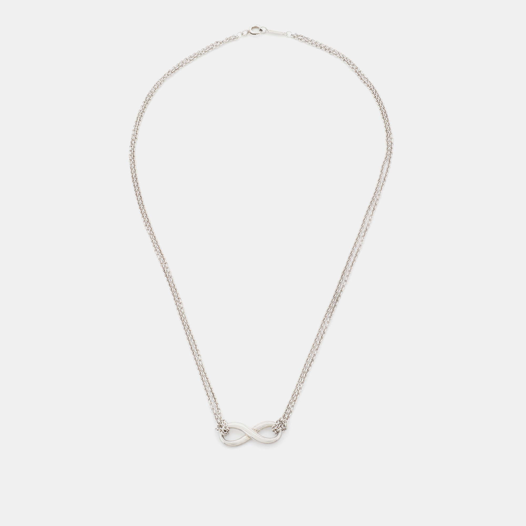 

Tiffany & Co. Sterling Silver Infinity Pendant Double Chain Necklace