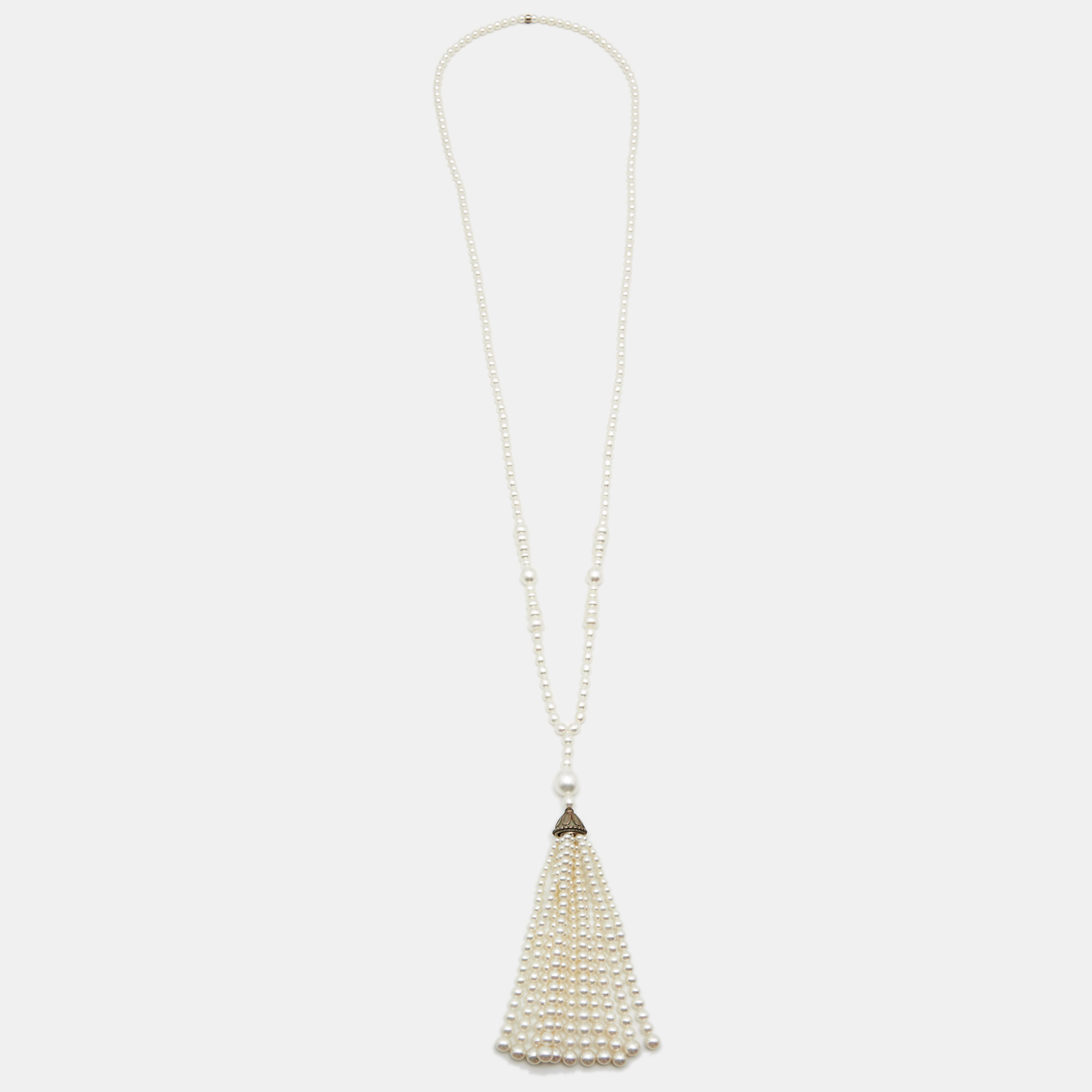 

Tiffany & Co. Ziegfeld Cultured Pearl Sterling Silver Tassel Necklace