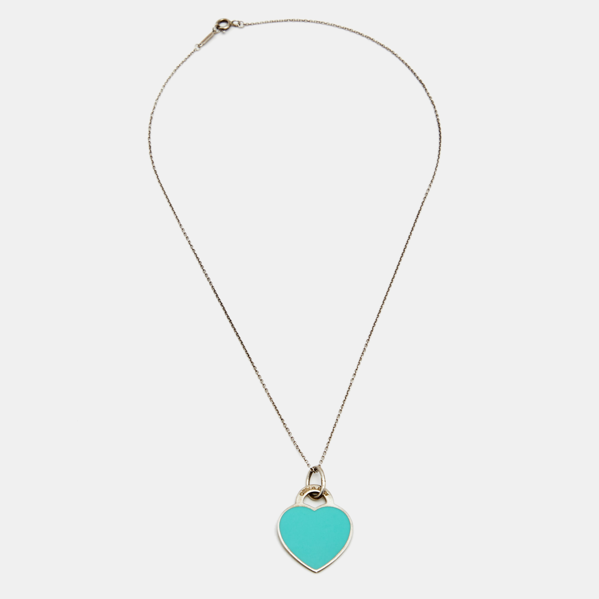 

Tiffany & Co. Return To Tiffany Heart Tag Enamel Sterling Silver Pendant Necklace
