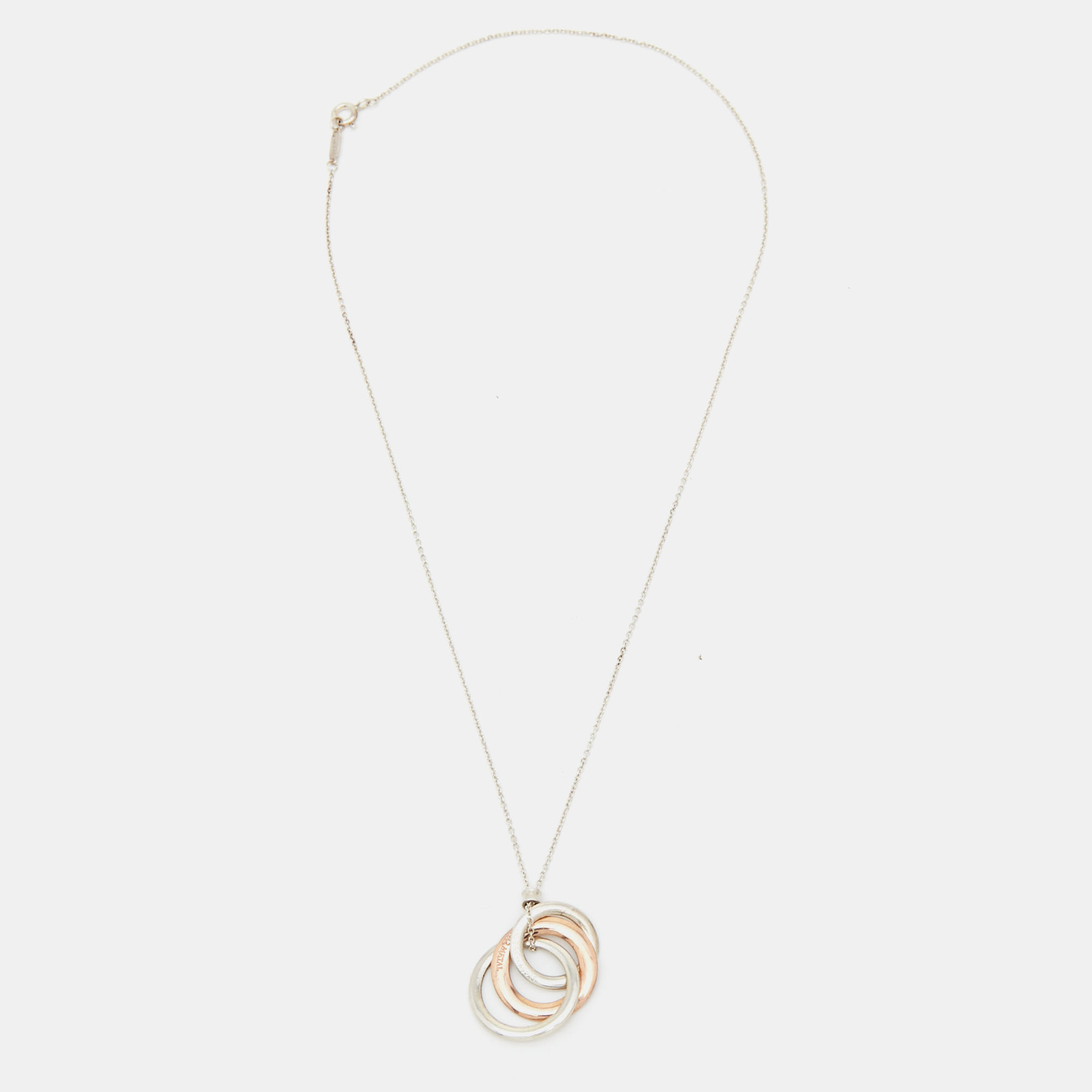 

Tiffany & Co. 1837 Interlocking Circles Rubedo Sterling Silver Pendant Necklace