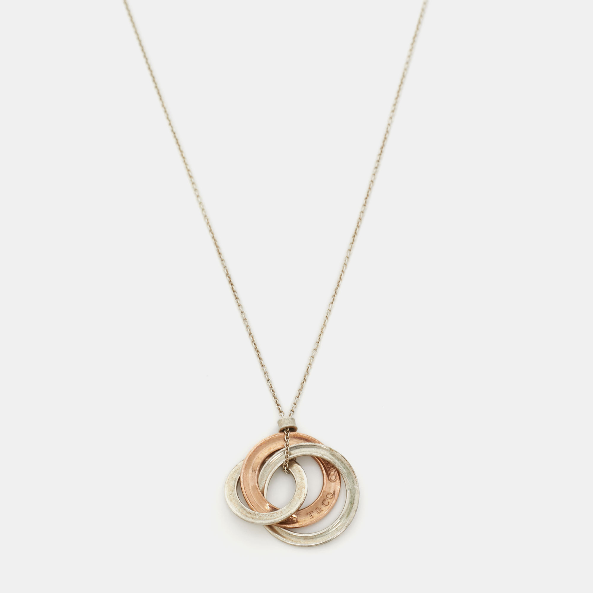 

Tiffany & Co. 1837 Interlocking Circles Rubedo Sterling Silver Pendant Necklace