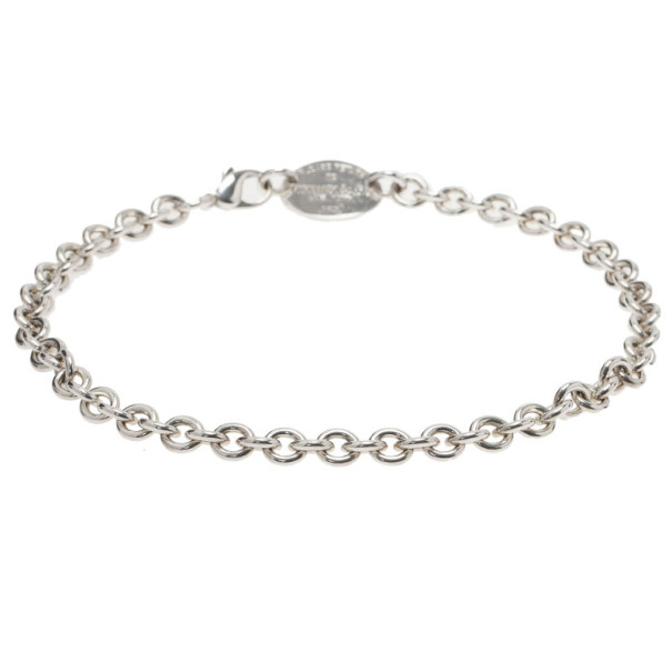 Pre Owned Tiffany & Co. Return to Tiffany Silver Oval Tag Necklace