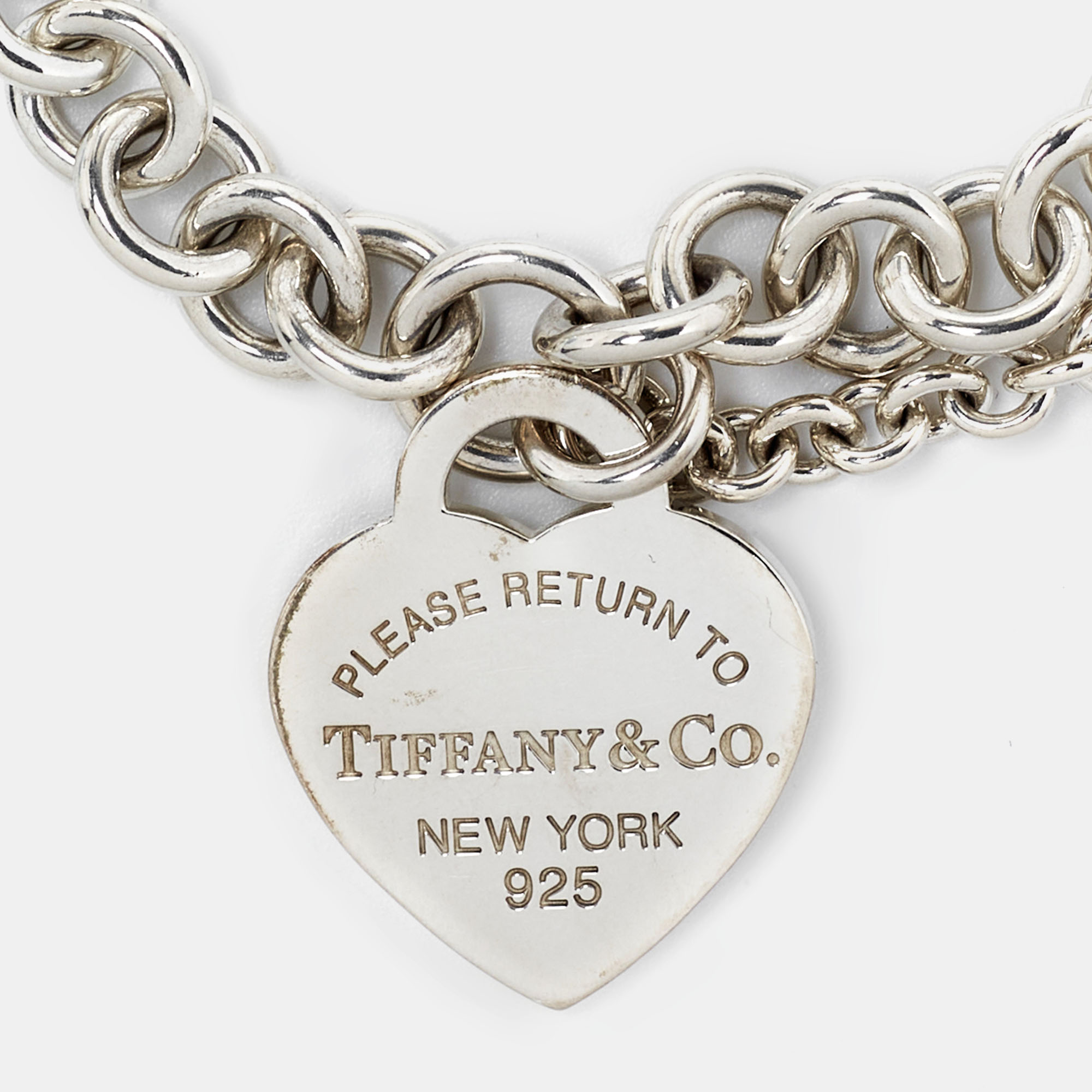 

Tiffany & Co. Return to Tiffany Heart Tag Sterling Silver Double Chain Bracelet