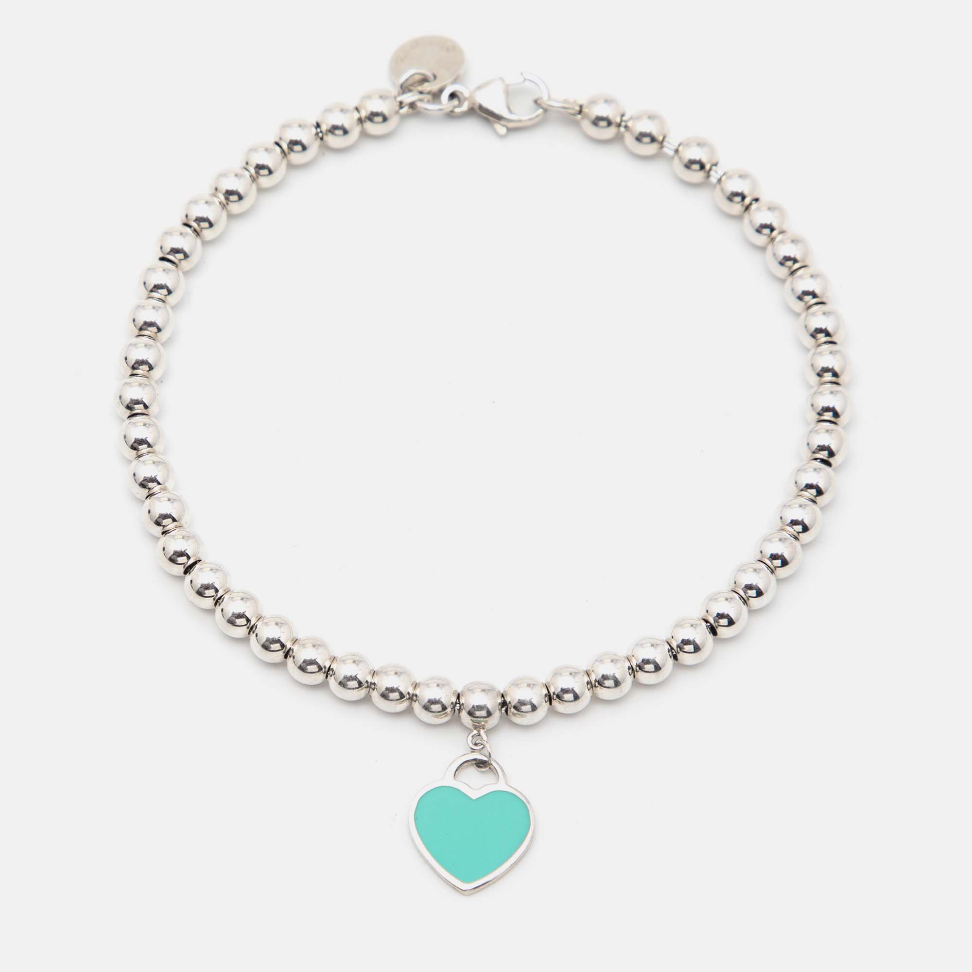 Pre Owned Tiffany & Co. Return to Tiffany Heart Tag Enamel Sterling Silver Bracelet