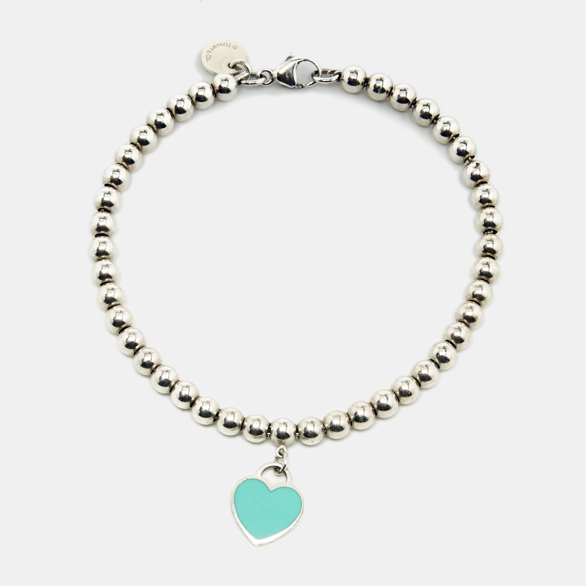 Pre Owned Tiffany & Co. Return To Tiffany Heart Tag Enamel Sterling Silver Bracelet