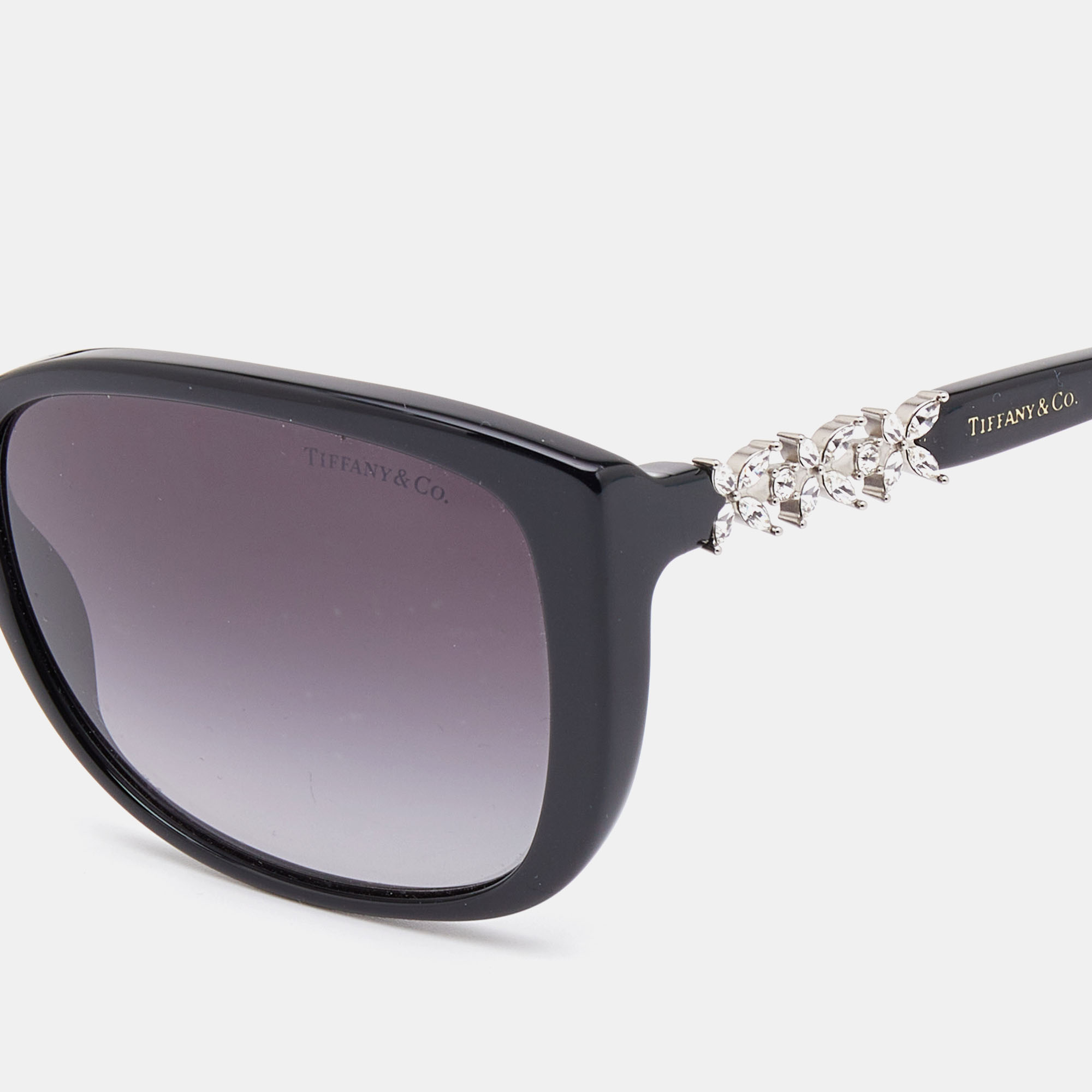 

Tiffany & Co. Black/ Grey Gradient TF 4090-B Crystal Embellished Square Sunglasses