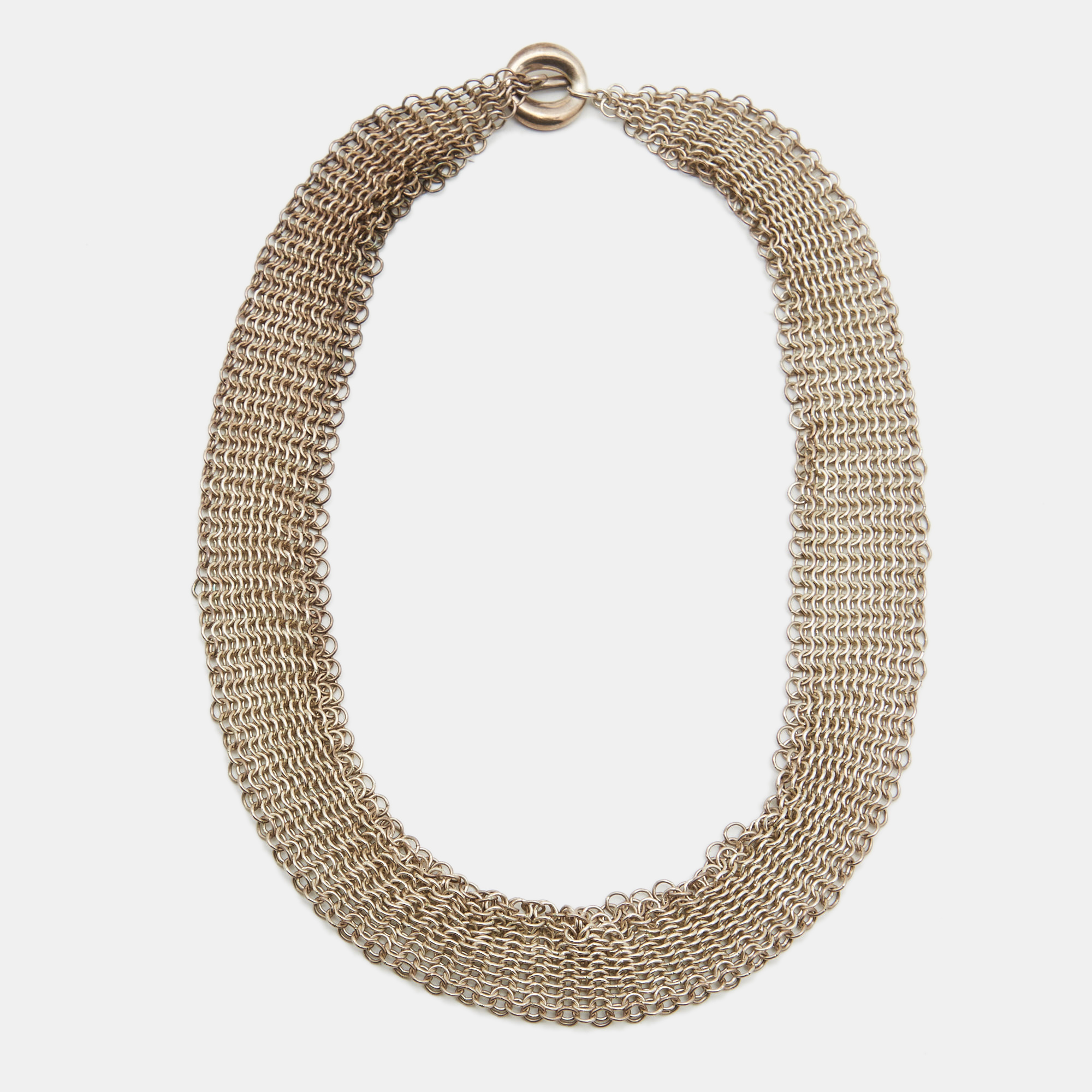 Pre Owned Tiffany & Co.  Elsa Peretti Mesh Sterling Silver Necklace