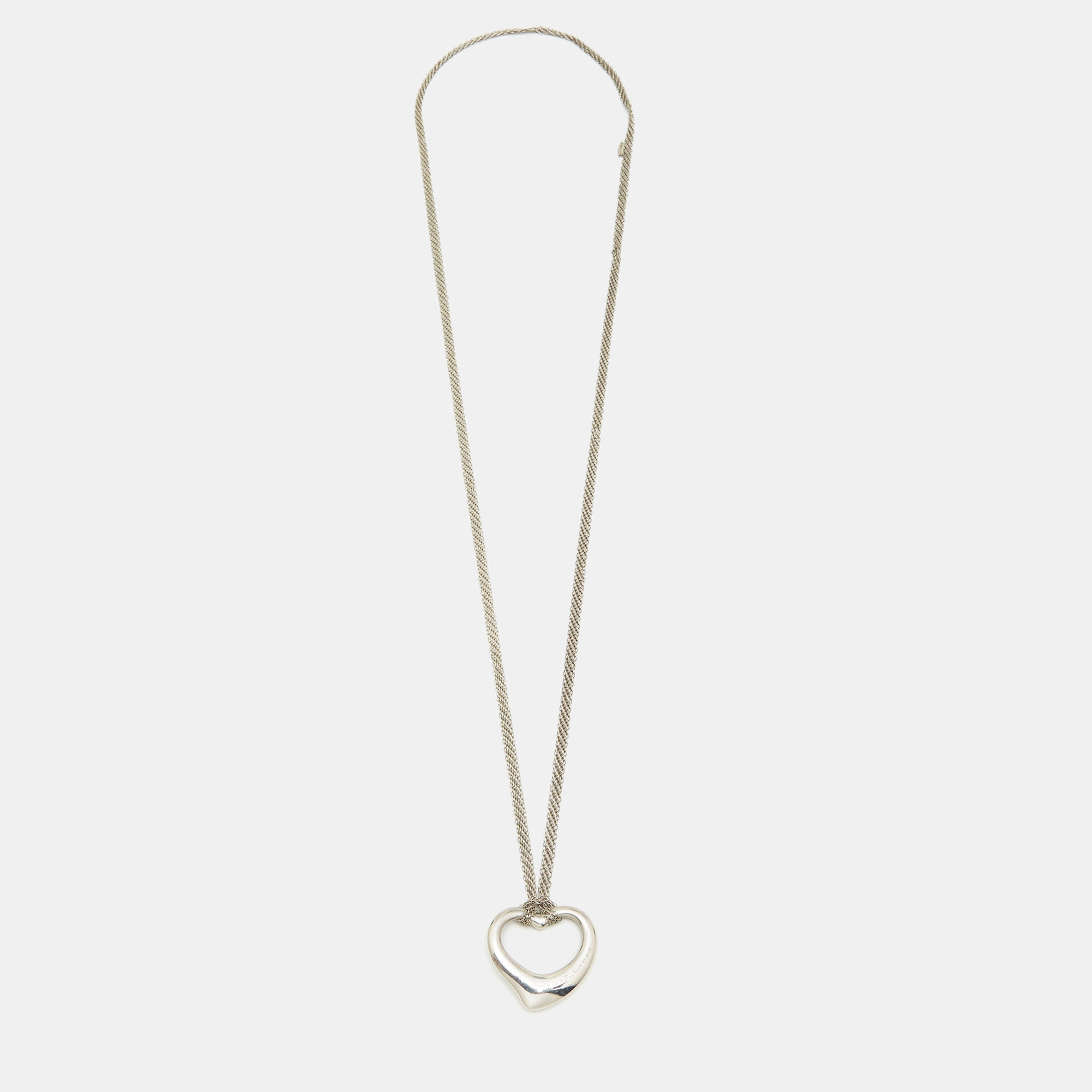 

Tiffany & Co. Elsa Peretti Sterling Silver Open Heart Pendant Necklace