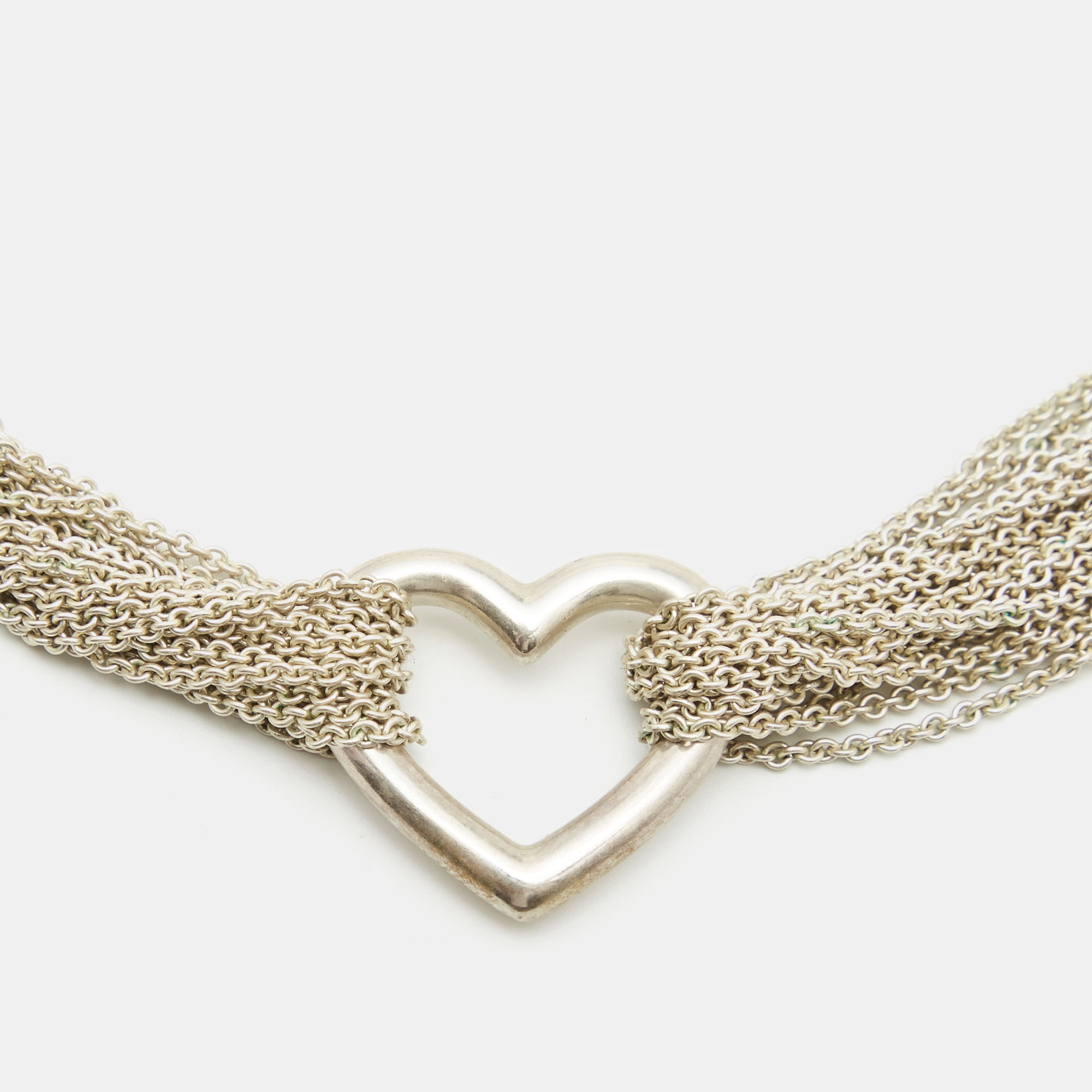 

Tiffany & Co. Open Heart Sterling Silver Multistrand Necklace