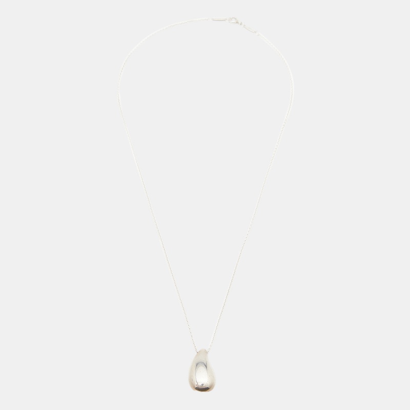 

Tiffany & Co. Elsa Peretti Tear Drop Pendant Silver Chain Necklace