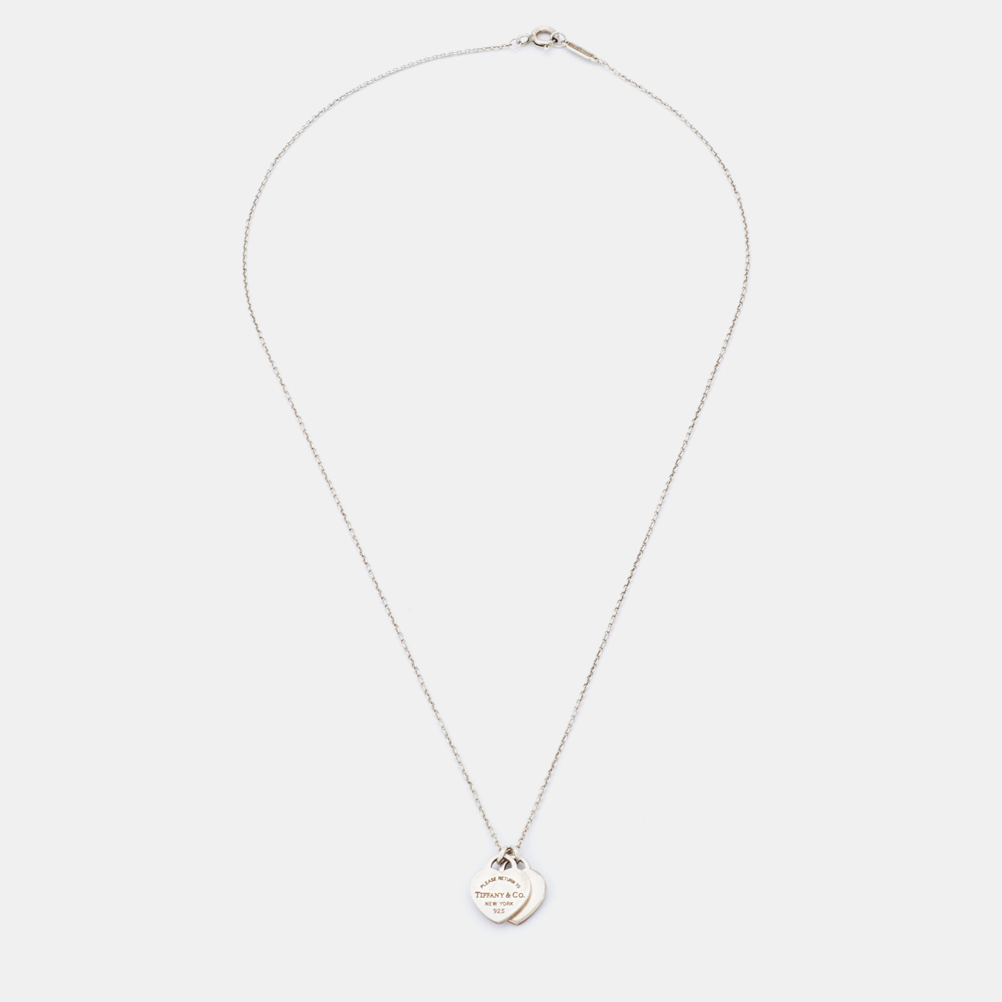

Tiffany & Co. Return To Tiffany Double Heart Tag Silver Pendant Chain Necklace