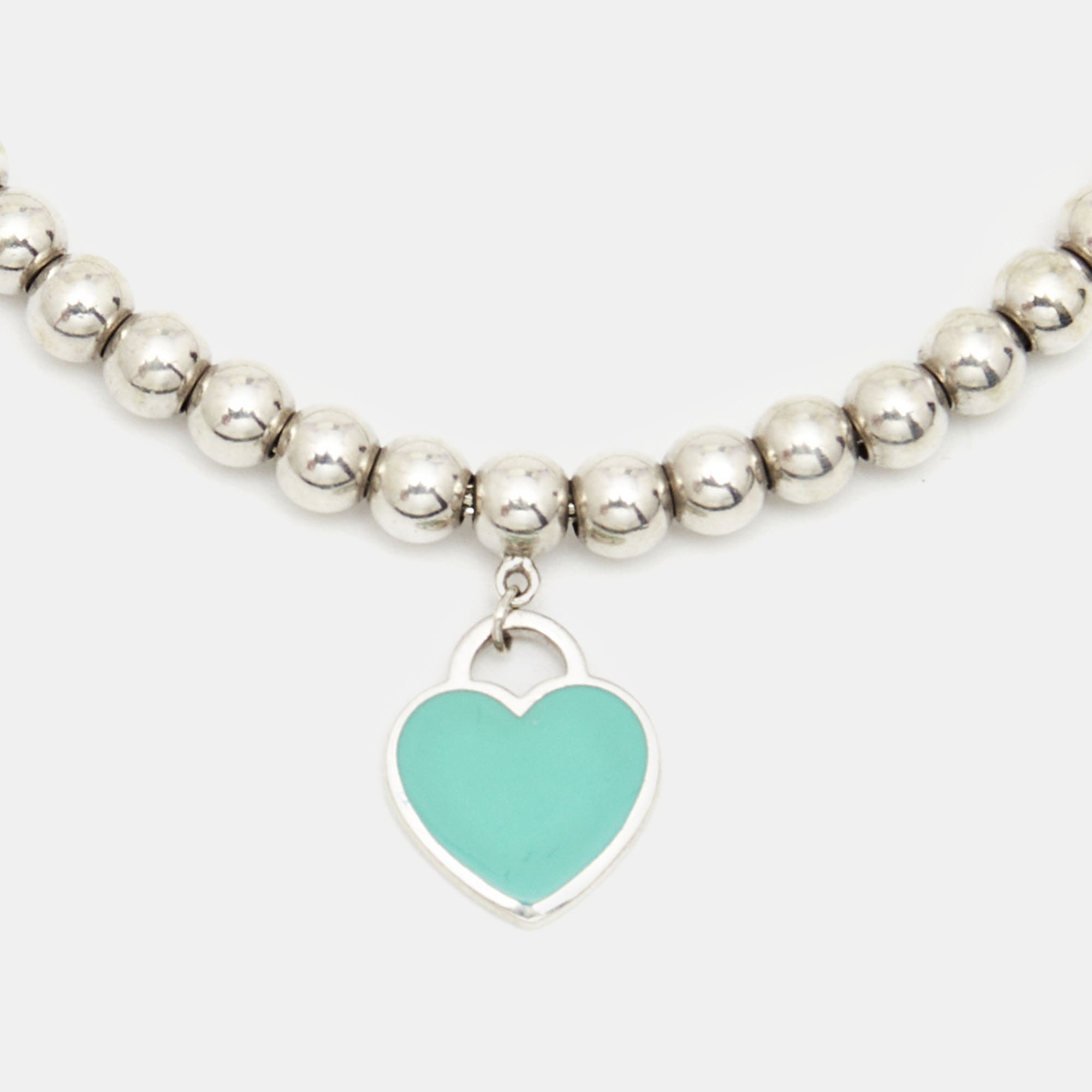

Tiffany & Co. Return to Tiffany Heart Tag Enamel Sterling Silver Beads Bracelet