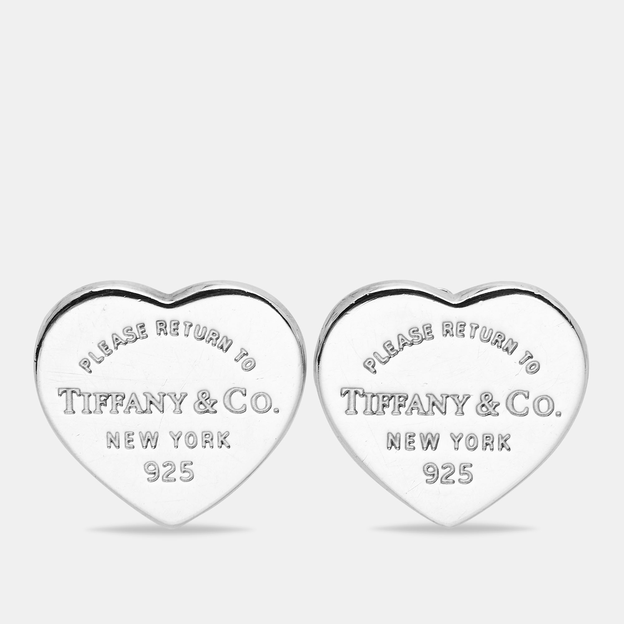 Pre Owned Tiffany & Co. Return To Tiffany Heart Sterling Silver Earrings 