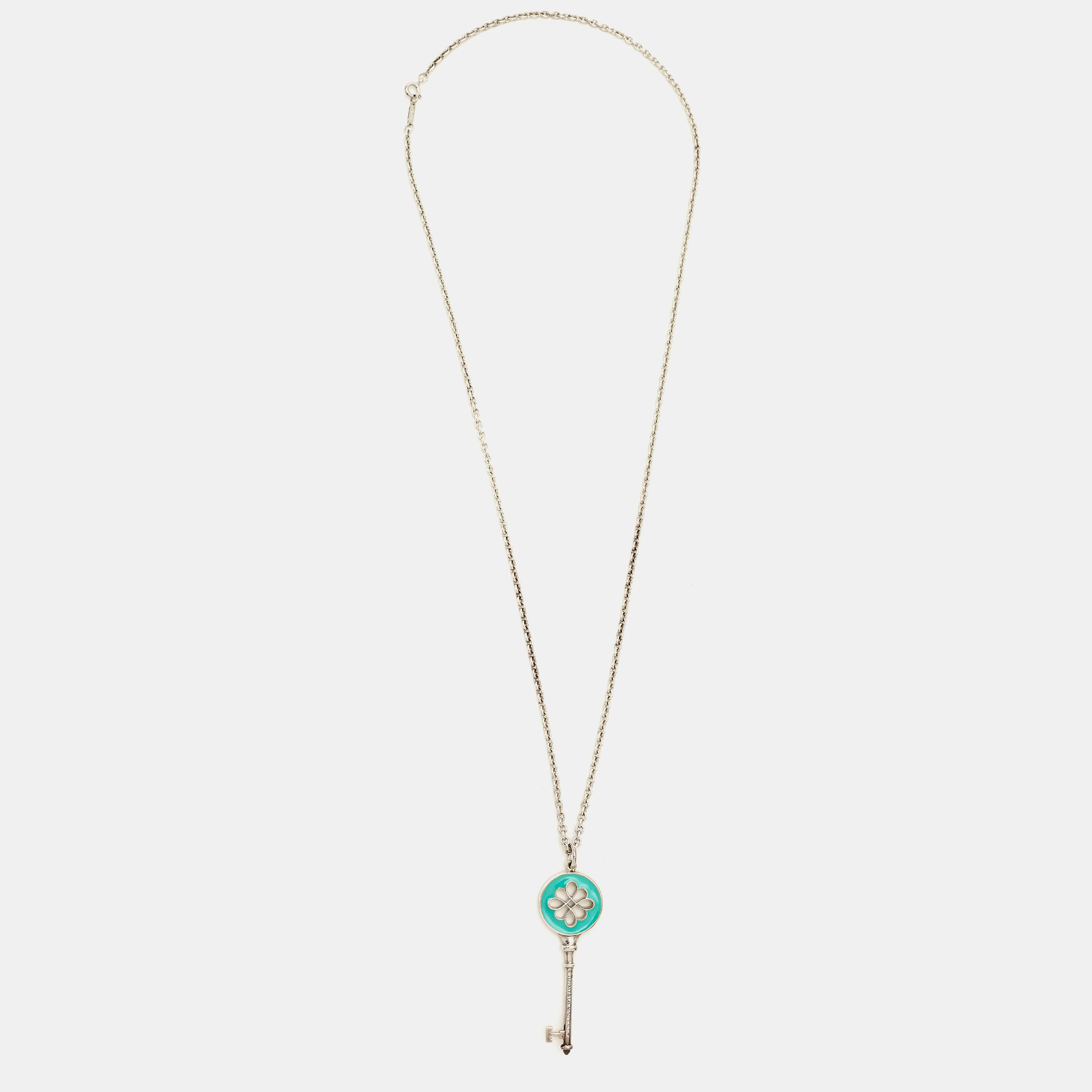 

Tiffany & Co. Knot Key Pendant Enamel Sterling Silver Necklace