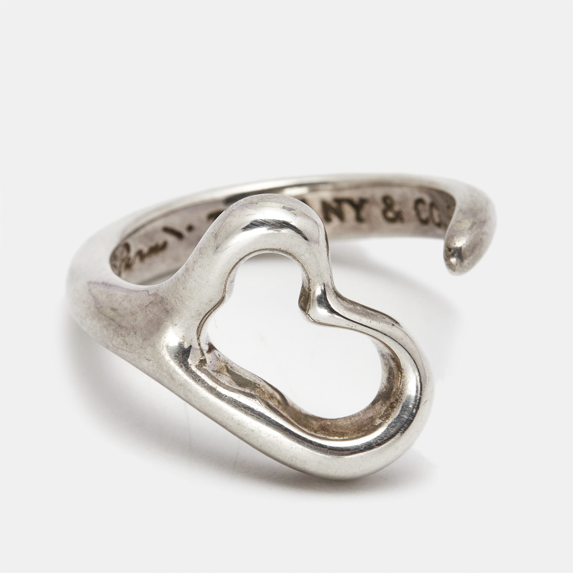 

Tiffany & Co. Elsa Peretti Open Heart Sterling Silver Ring Size