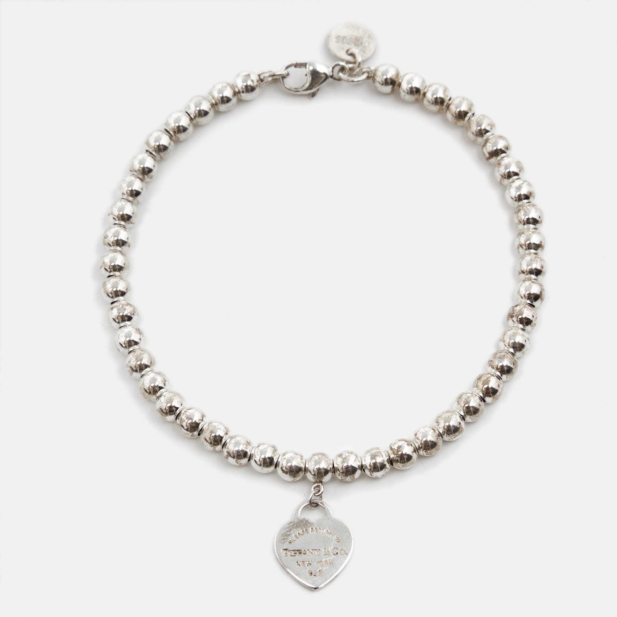 

Tiffany & Co. Return to Tiffany Enamel Heart Tag Sterling Silver Beaded Bracelet