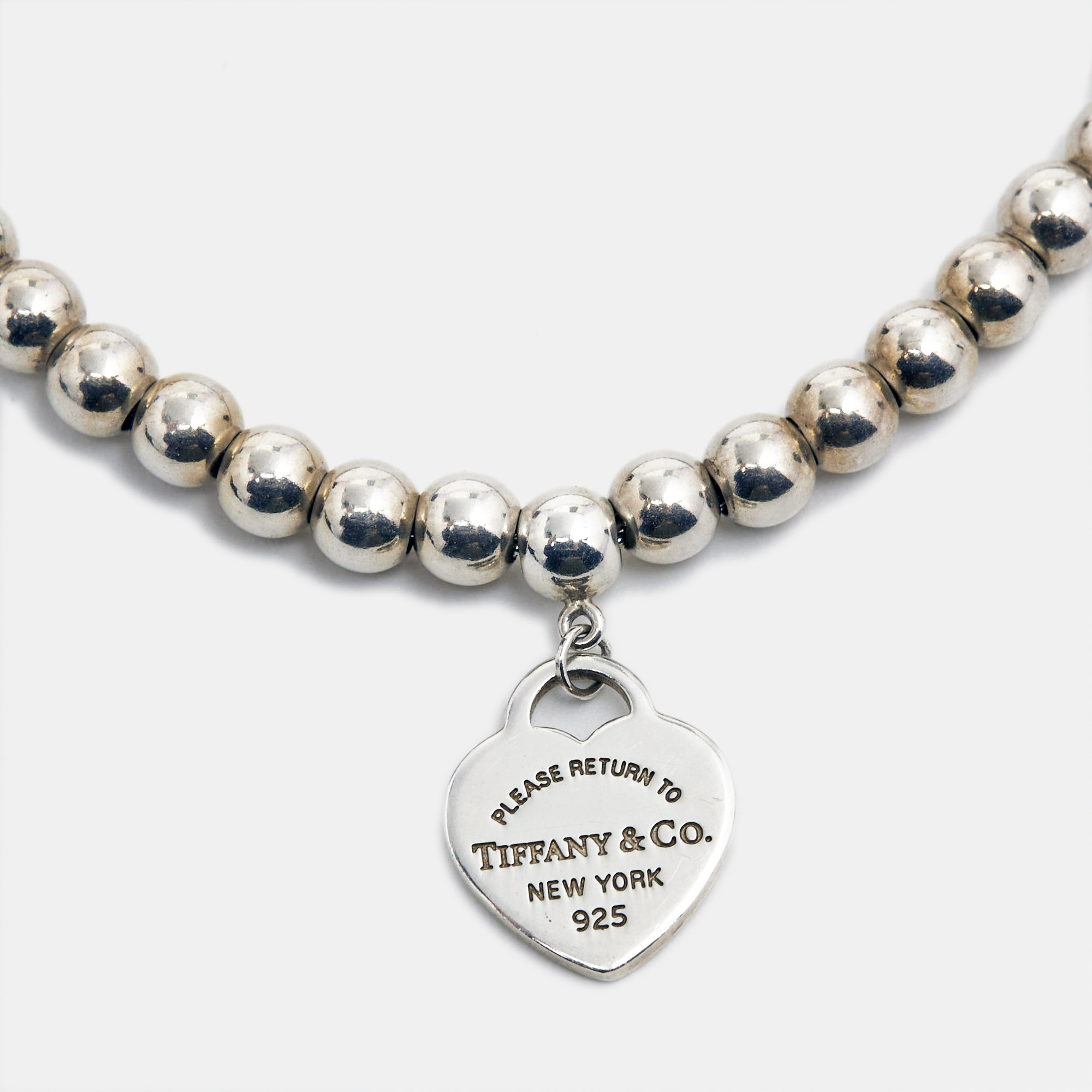

Tiffany & Co. Return To Tiffany Heart Tag Sterling Silver Beaded Bracelet