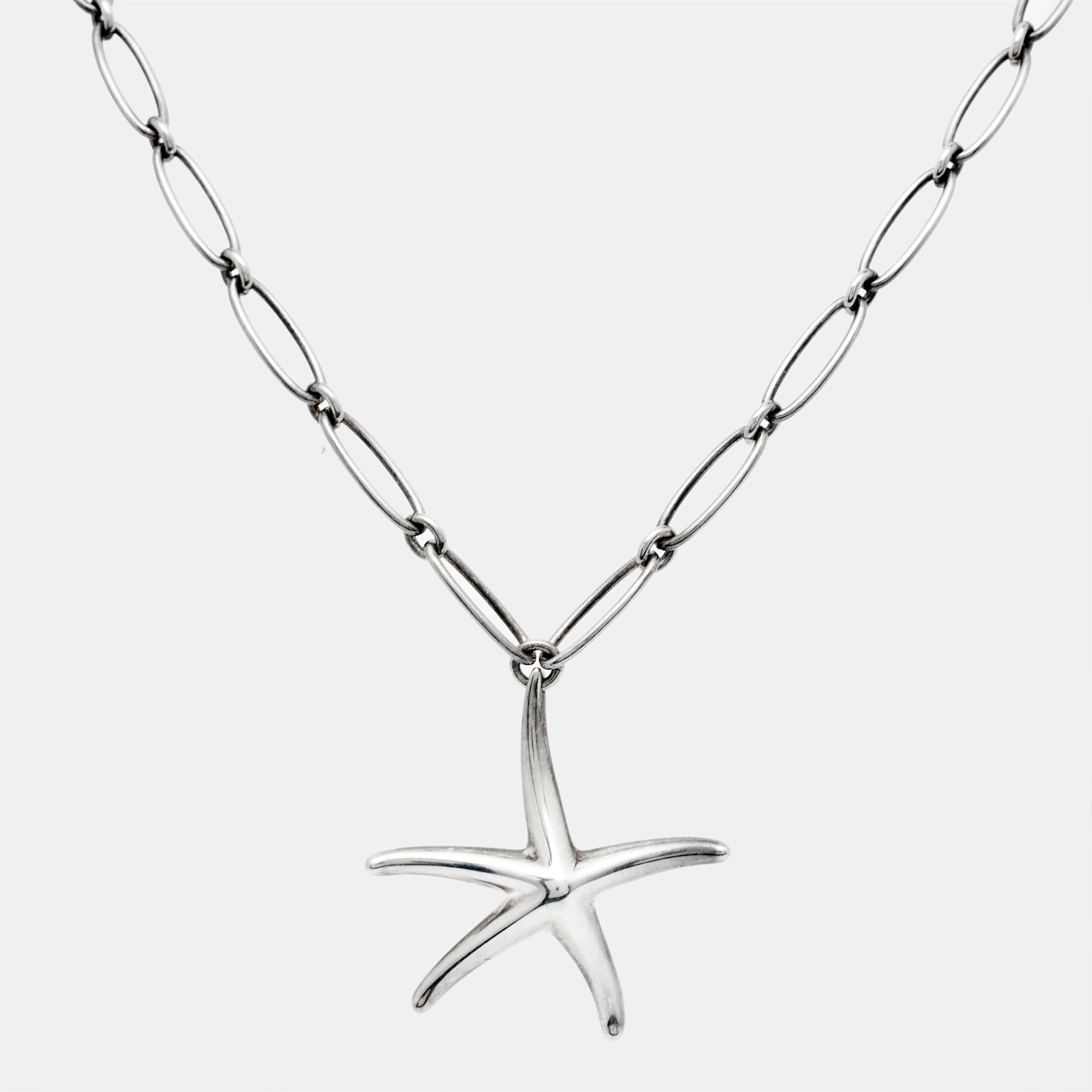 Pre-owned Tiffany & Co Starfish Sterling Silver Pendant Necklace