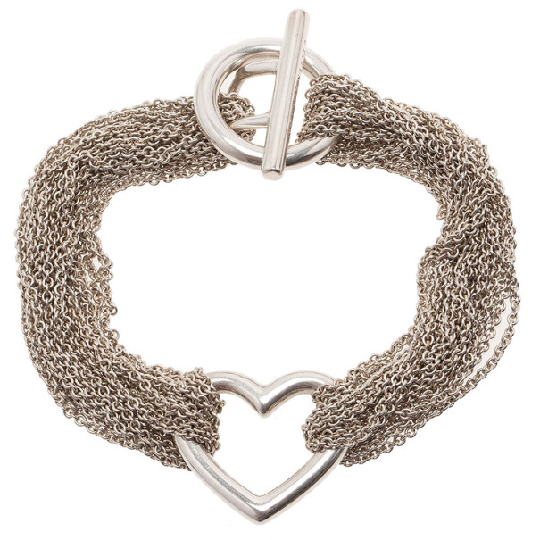 Pre Owned Tiffany & Co. Ten Chain Heart Bracelet 19CM