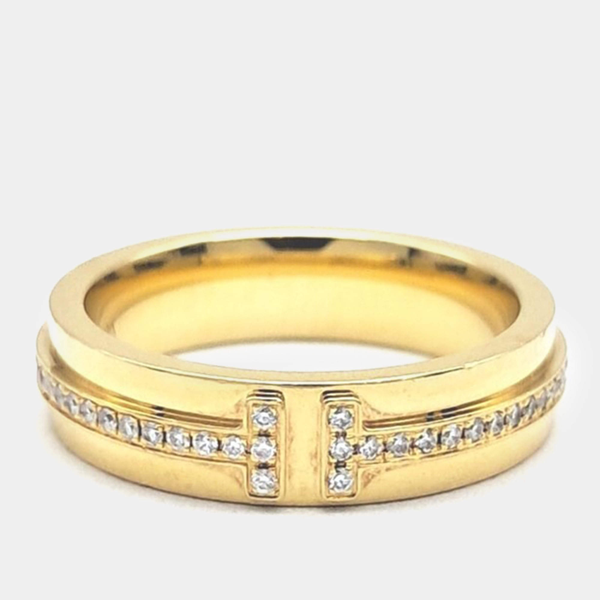 

Tiffany & Co. 18K Yellow Gold 0.13Ct Diamond T Narrow Diamond Ring EU 48