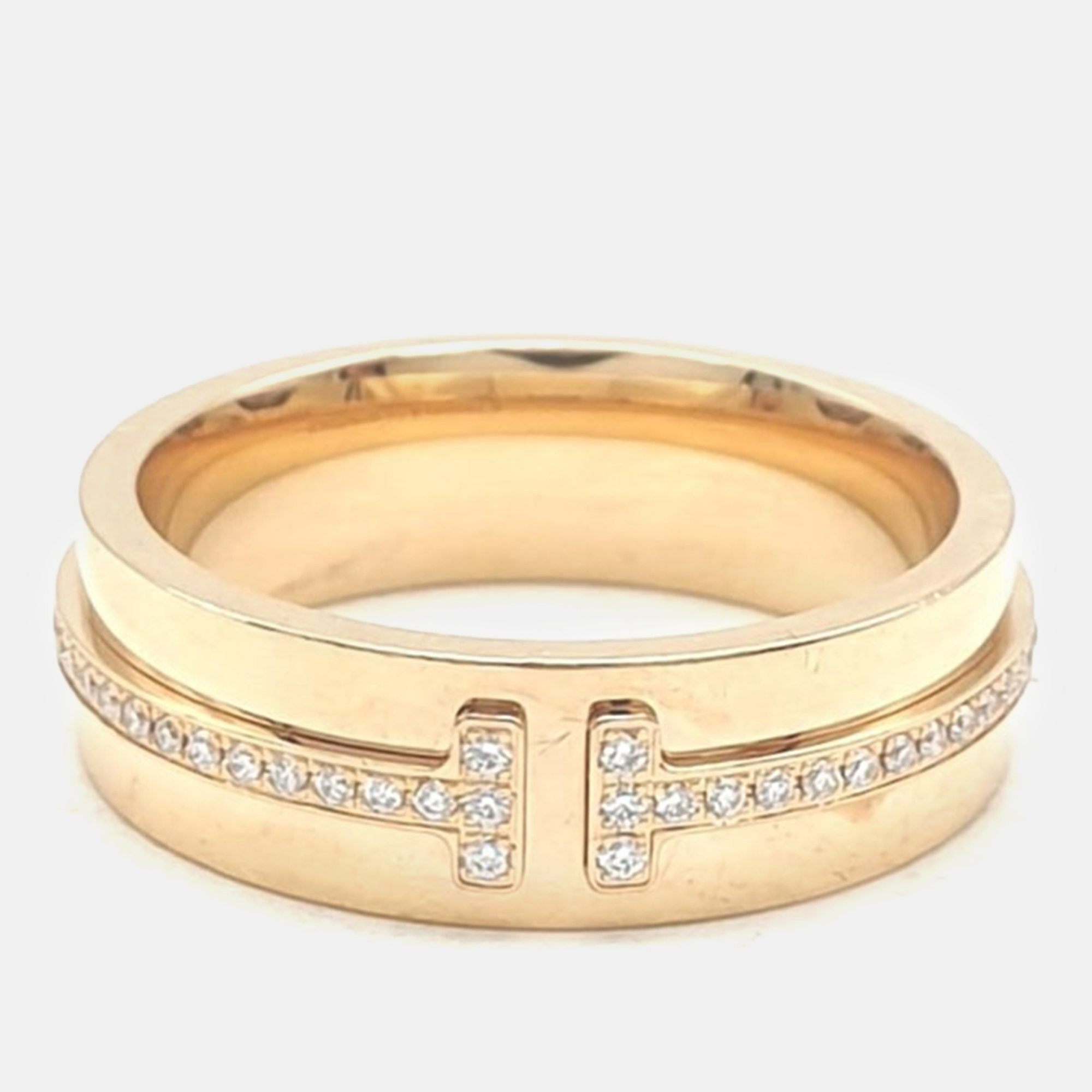 

Tiffany & Co. 18K Yellow Gold 0.13 Ct Diamonds T Narrow Diamond Ring EU 51