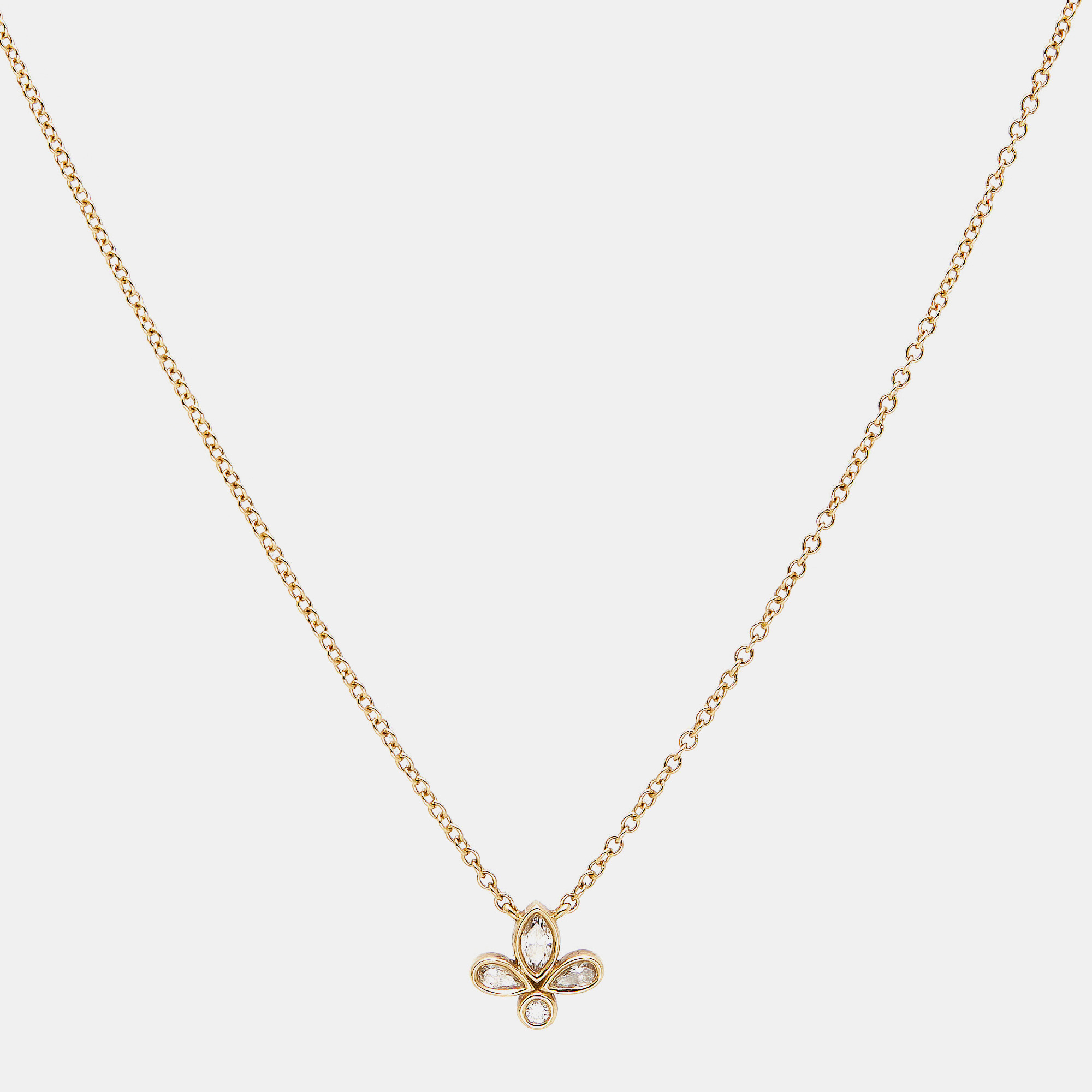 

Tiffany & Co. Fleur De Lis Diamond 18k Yellow Gold Necklace