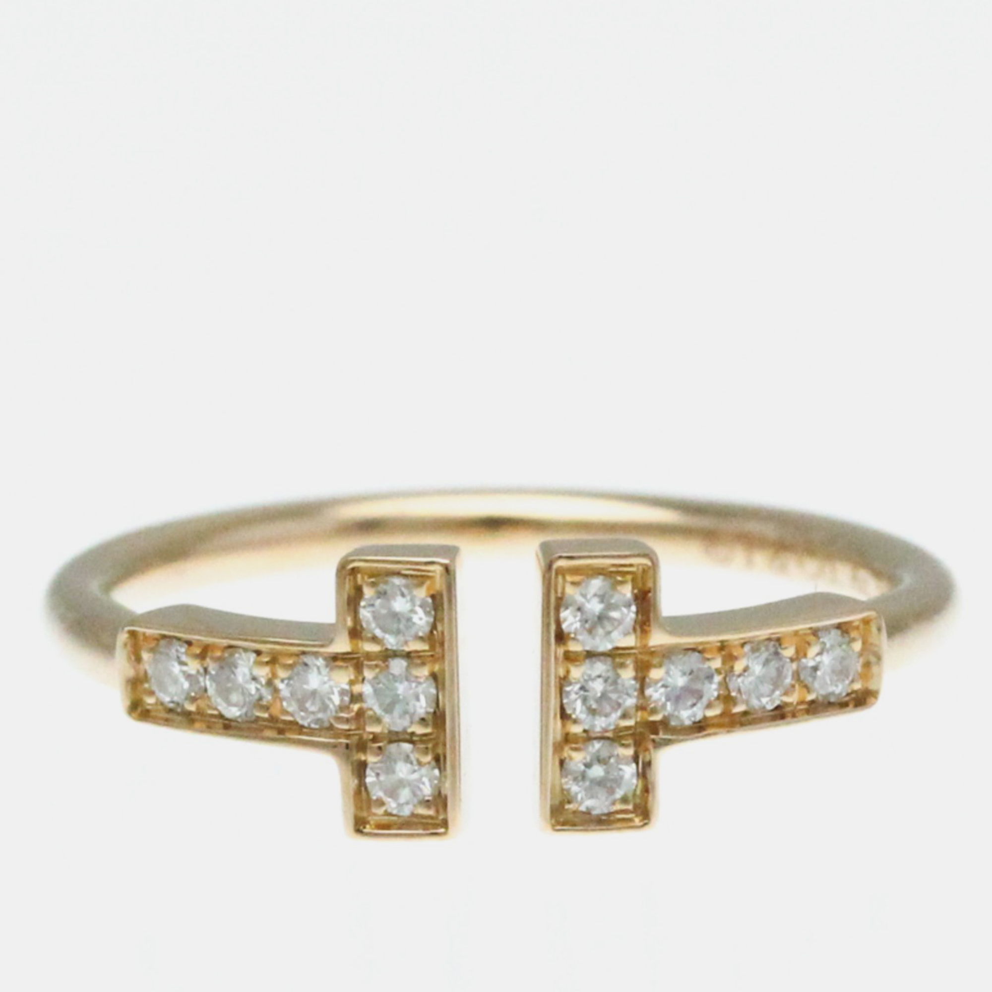 

Tiffany & Co. 18K Rose Gold and Diamond Tiffany T Wire Ring EU 49