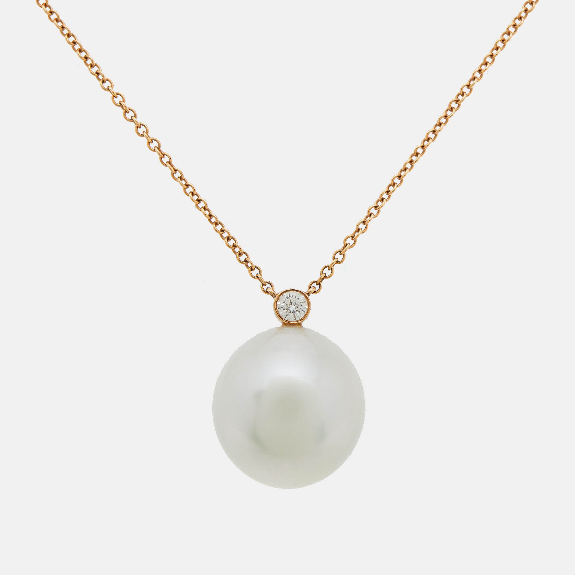 

Tiffany & Co. Tiffany South Sea Nobel Cultured Pearl Diamond 18k Rose Gold Necklace