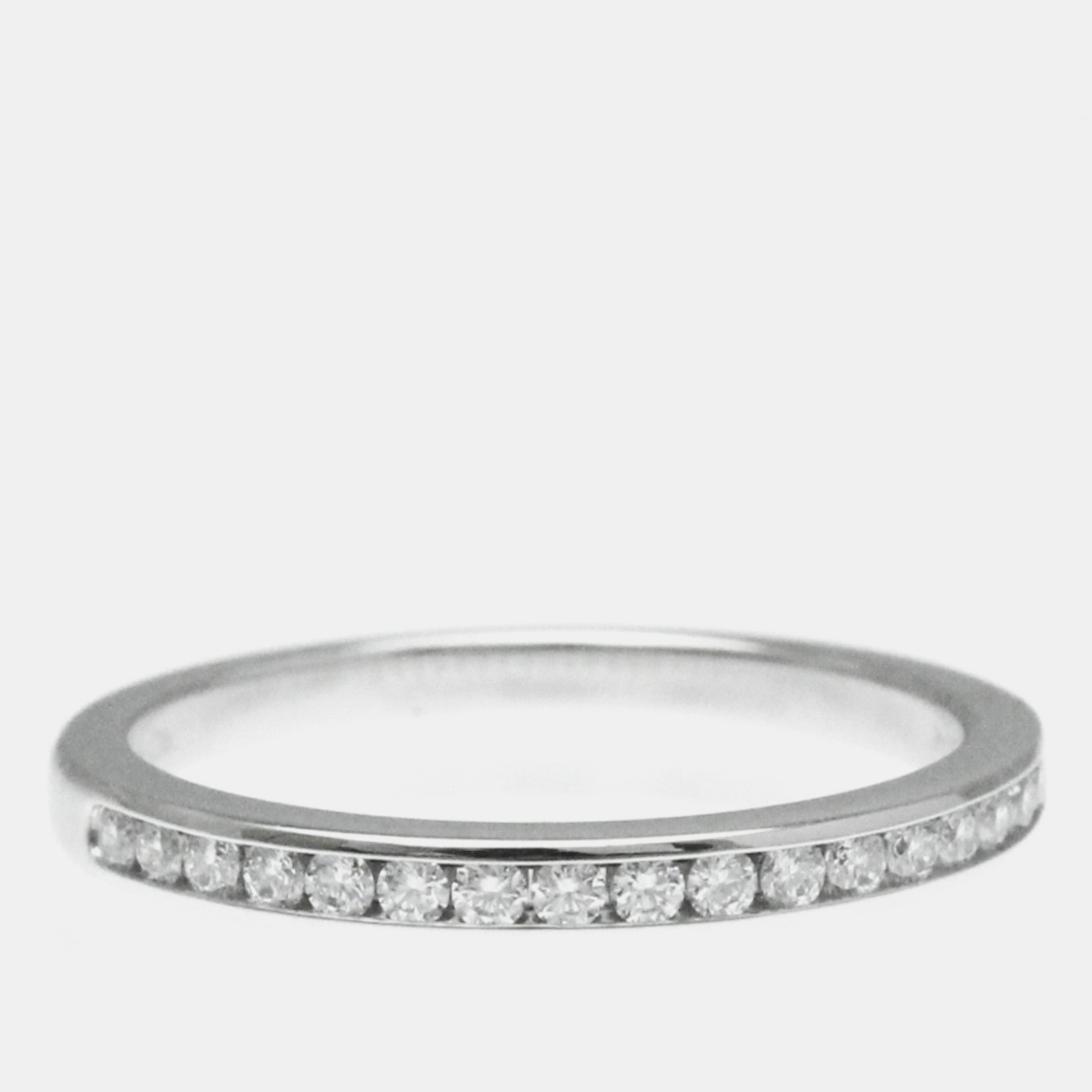 

Tiffany & Co. Silver Platinum Diamond Half Eternity Ring EU 52