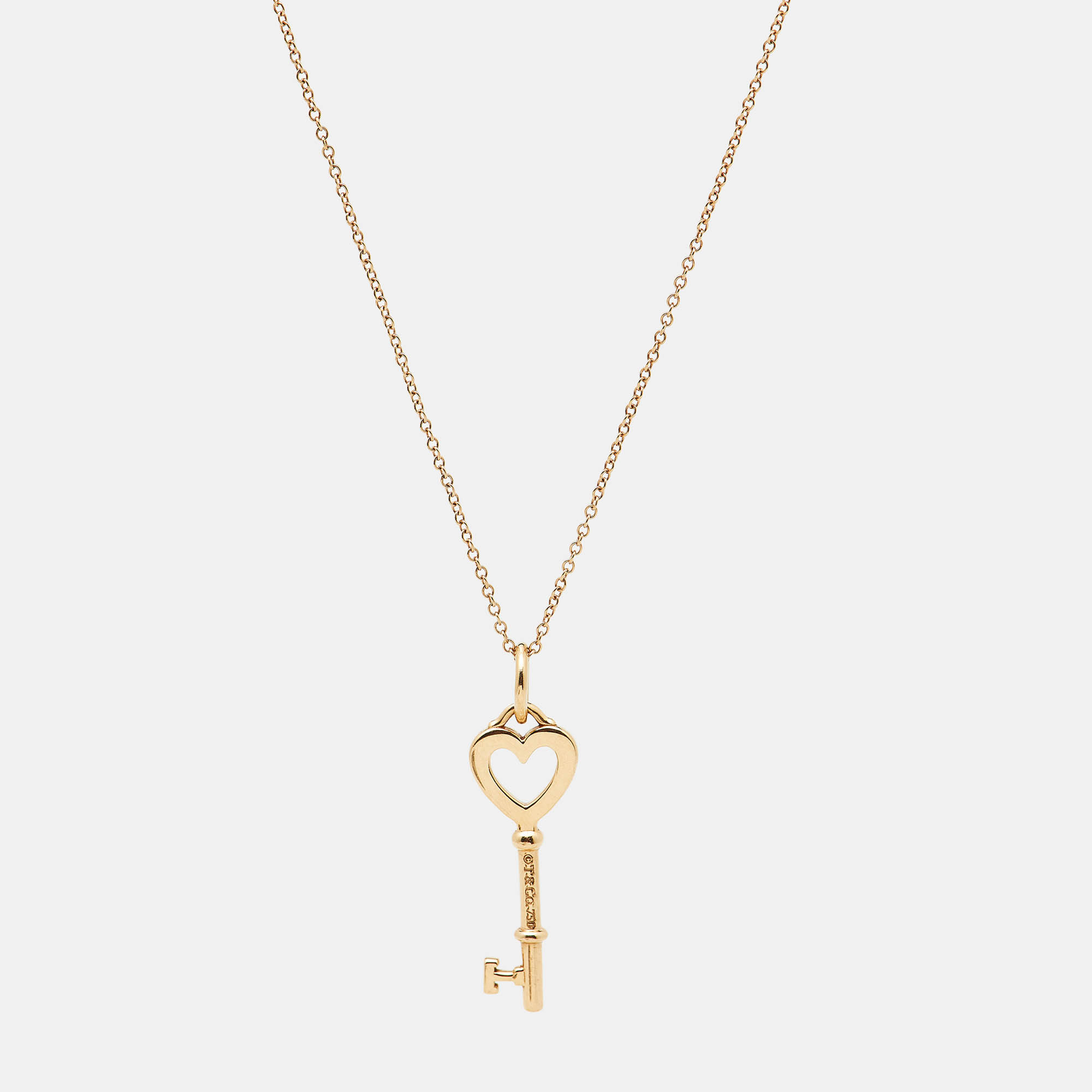 

Tiffany & Co. Mini Heart Key 18K Rose Gold Pendant Necklace