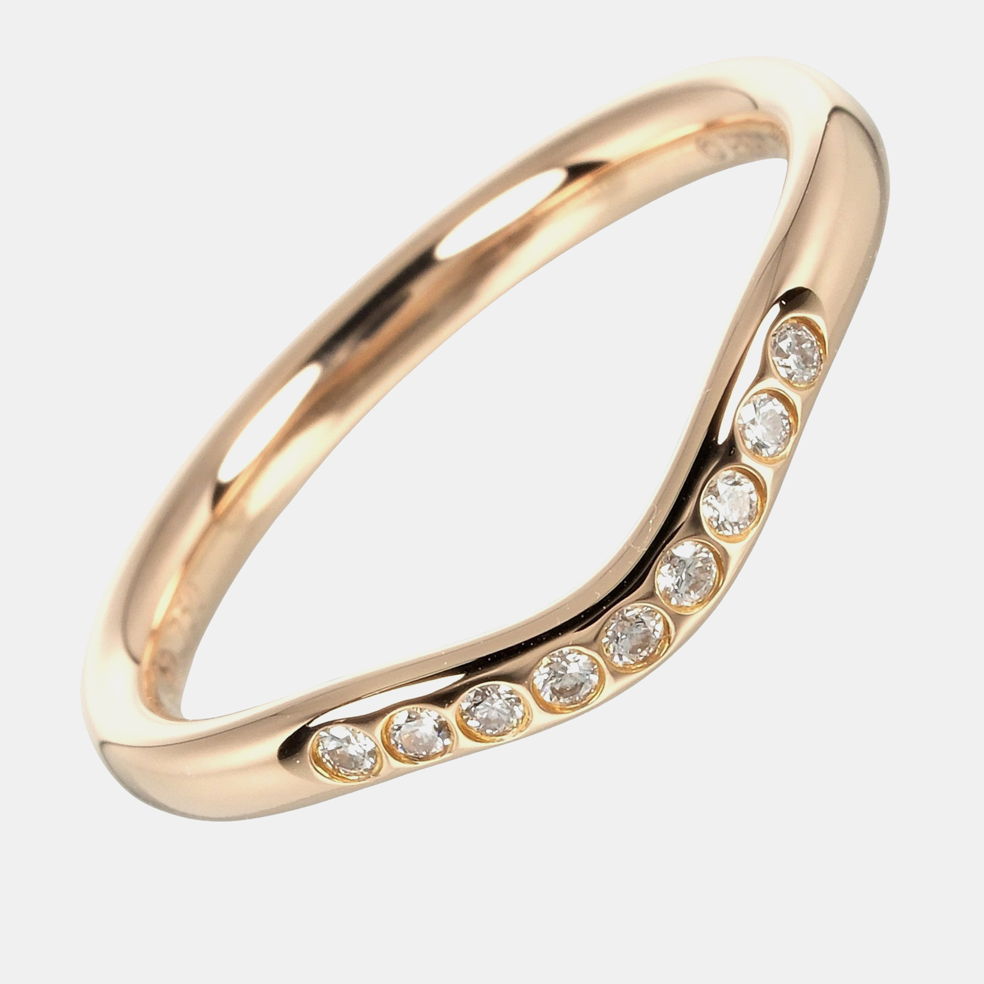 

Tiffany & Co. 18K Rose Gold and Diamond Elsa Peretti Curved Band Ring EU 47