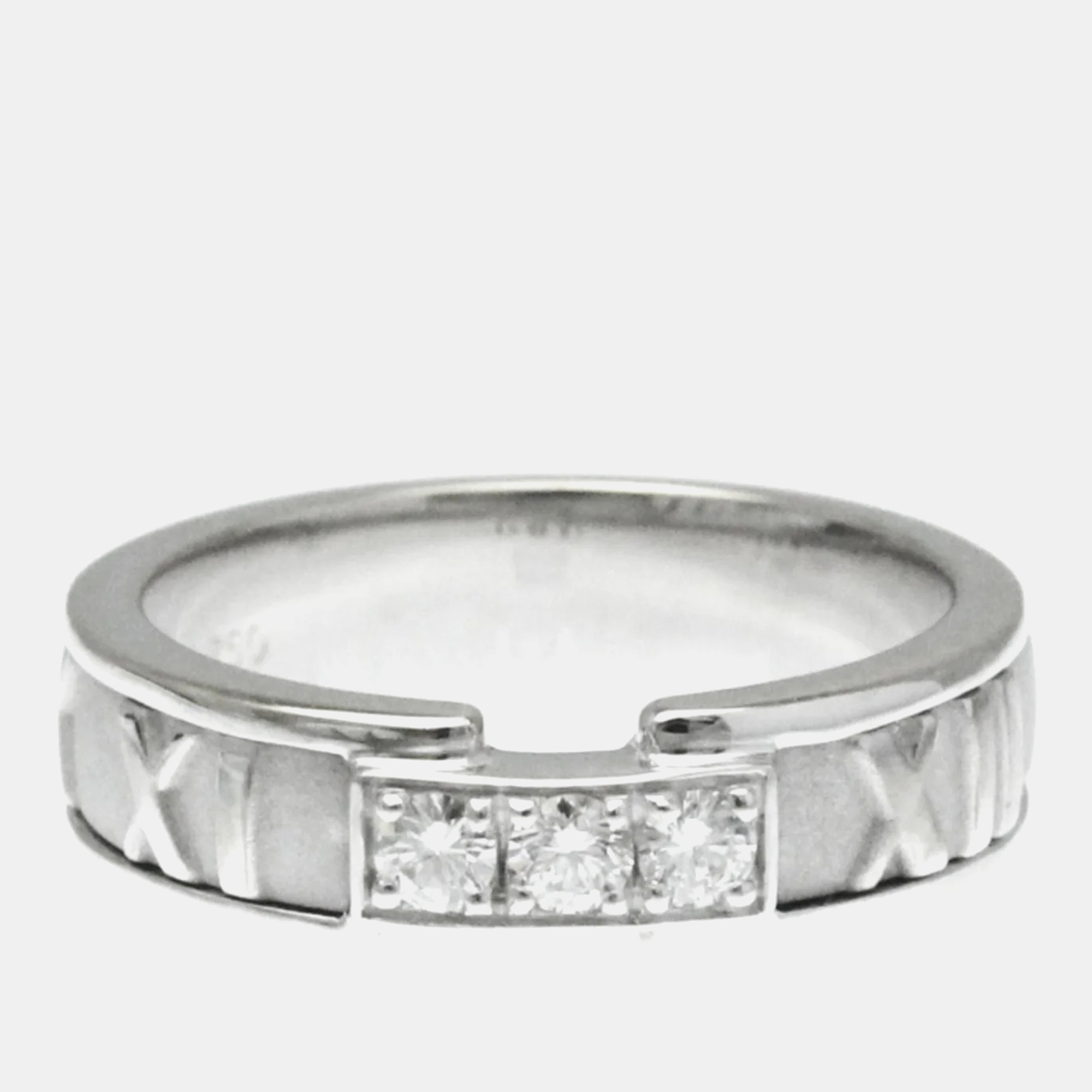 

Tiffany & Co. 18K White Gold and Diamond Atlas Band Ring EU 51