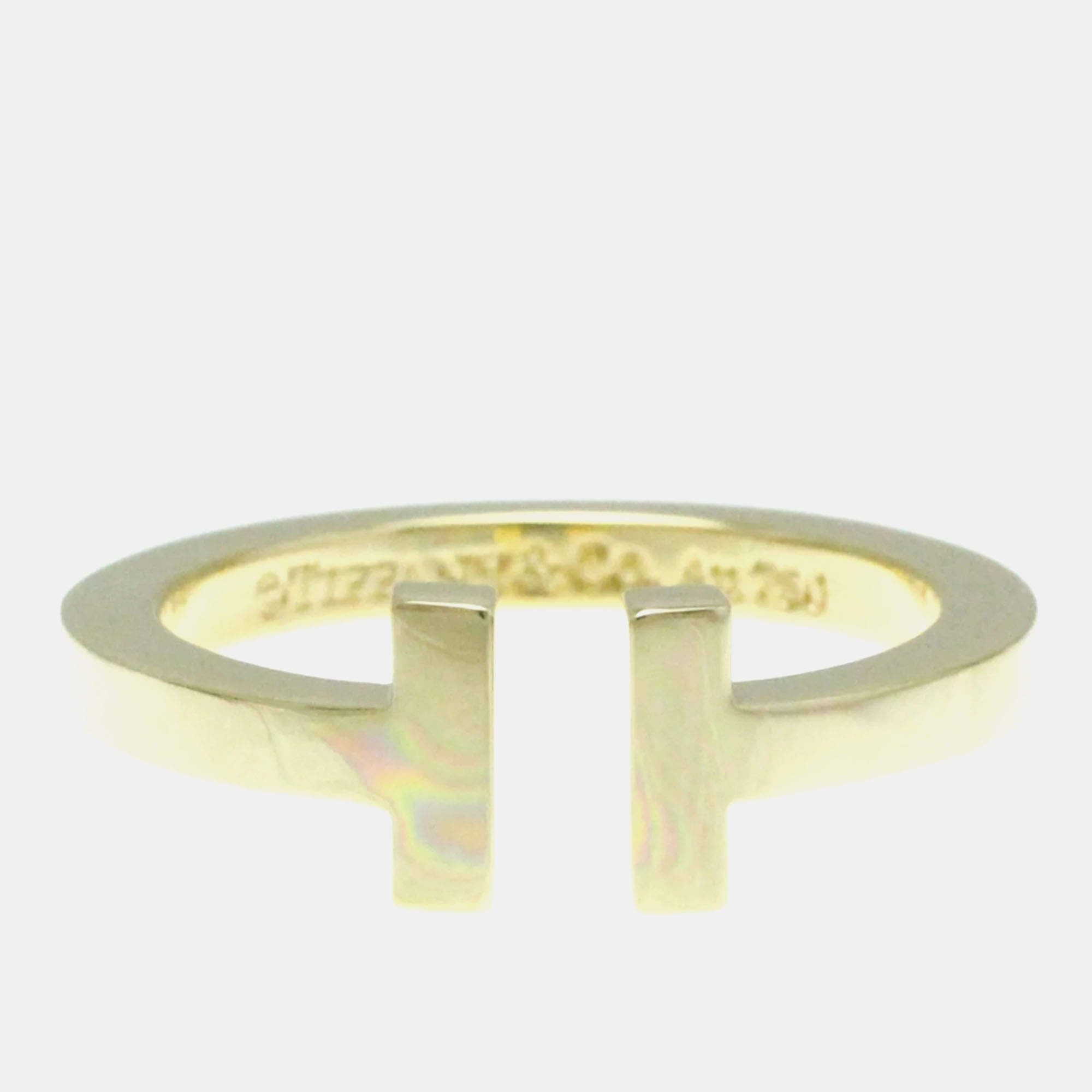 Pre-owned Tiffany & Co 18k Yellow Gold T Square Band Ring Eu 57