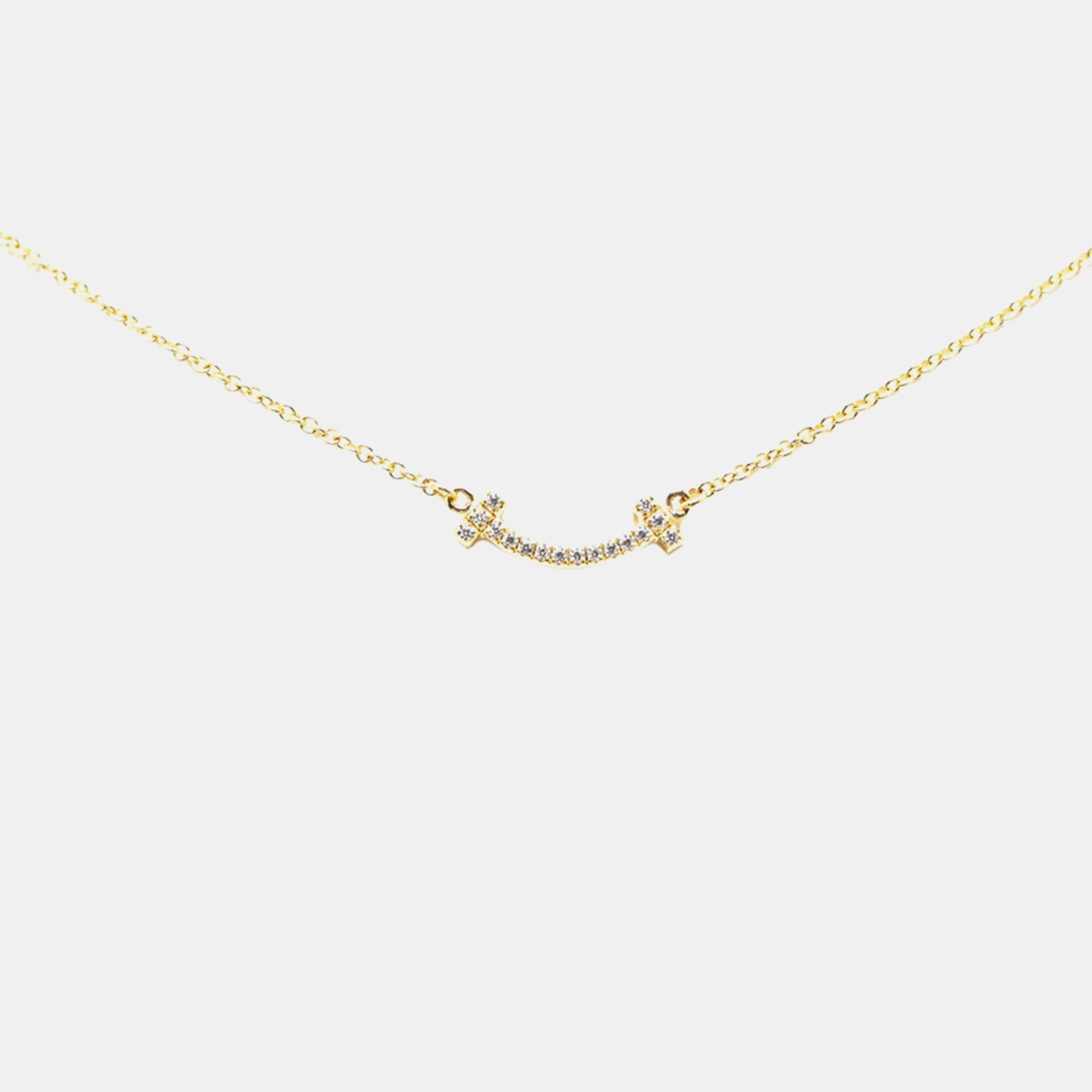 

Tiffany & Co. 18K Yellow Gold Diamond Tiffany T Smile Pendant Necklace