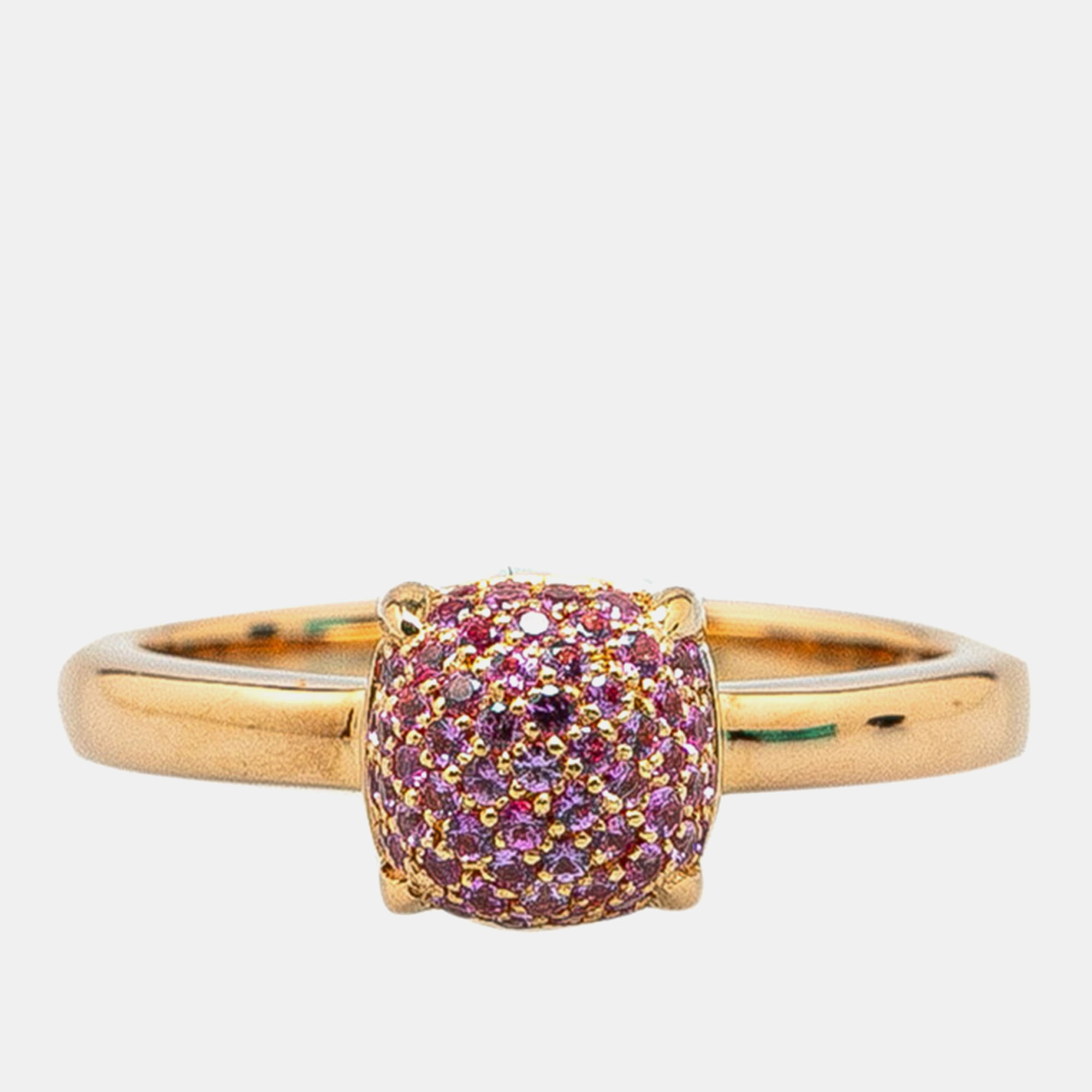 

Tiffany & Co. 18K Yellow Gold Paloma Picasso Pink Sapphire Sugar Stacks Ring EU 52