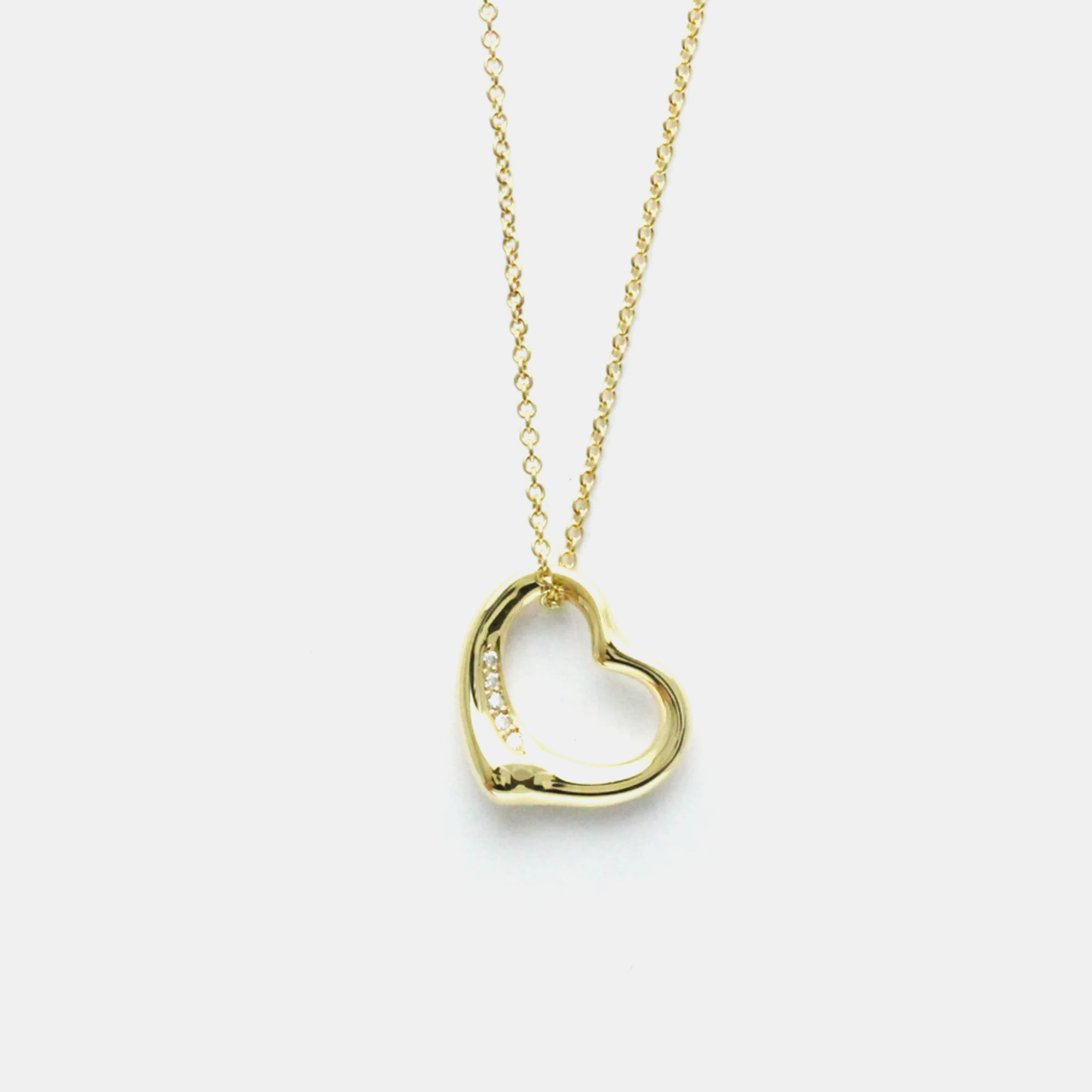 

Tiffany & Co. 18K Yellow Gold and Diamond Elsa Peretti Open Heart Pendant Necklace