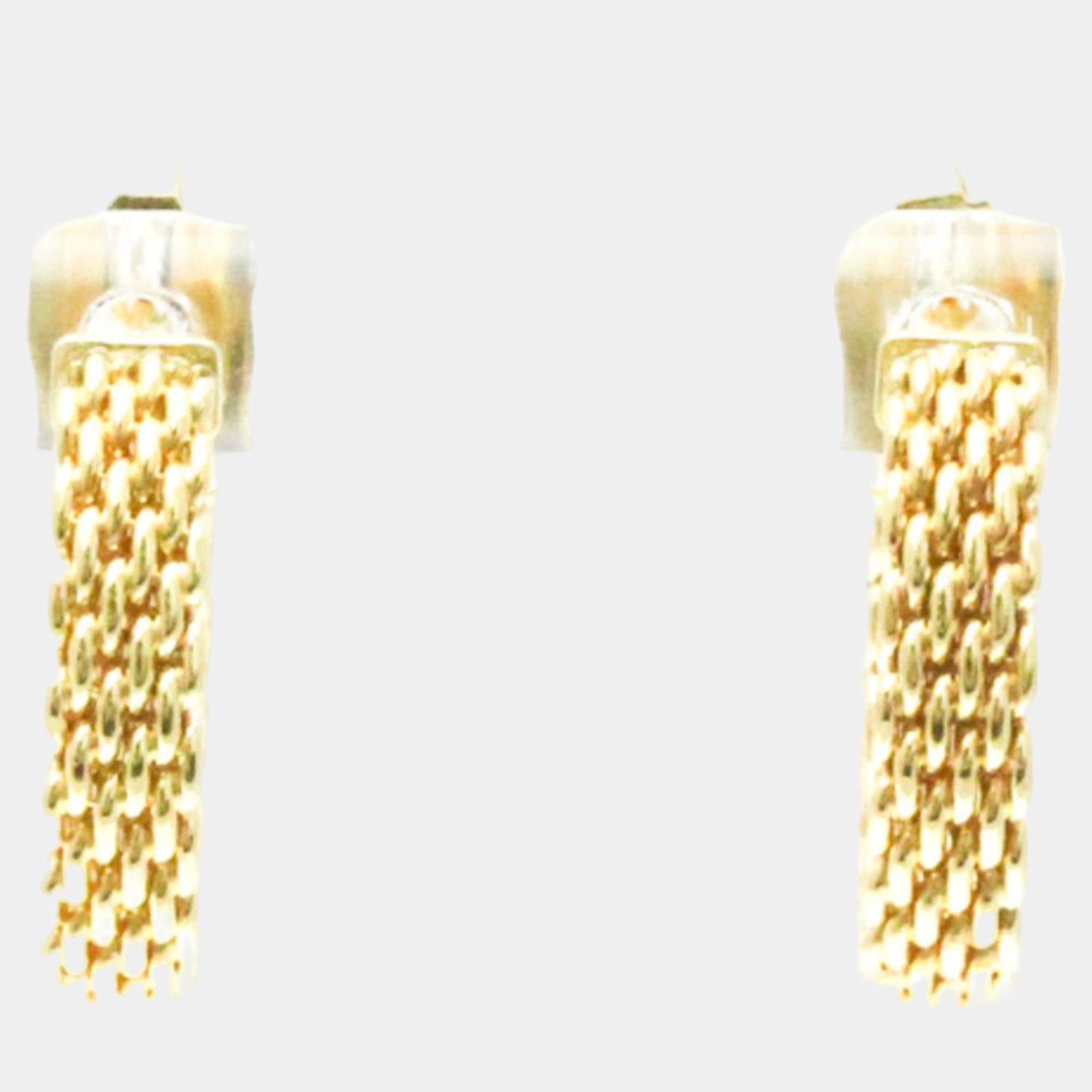 

Tiffany & Co. 18K Yellow Gold Somerset Mesh Half Hoop Earrings