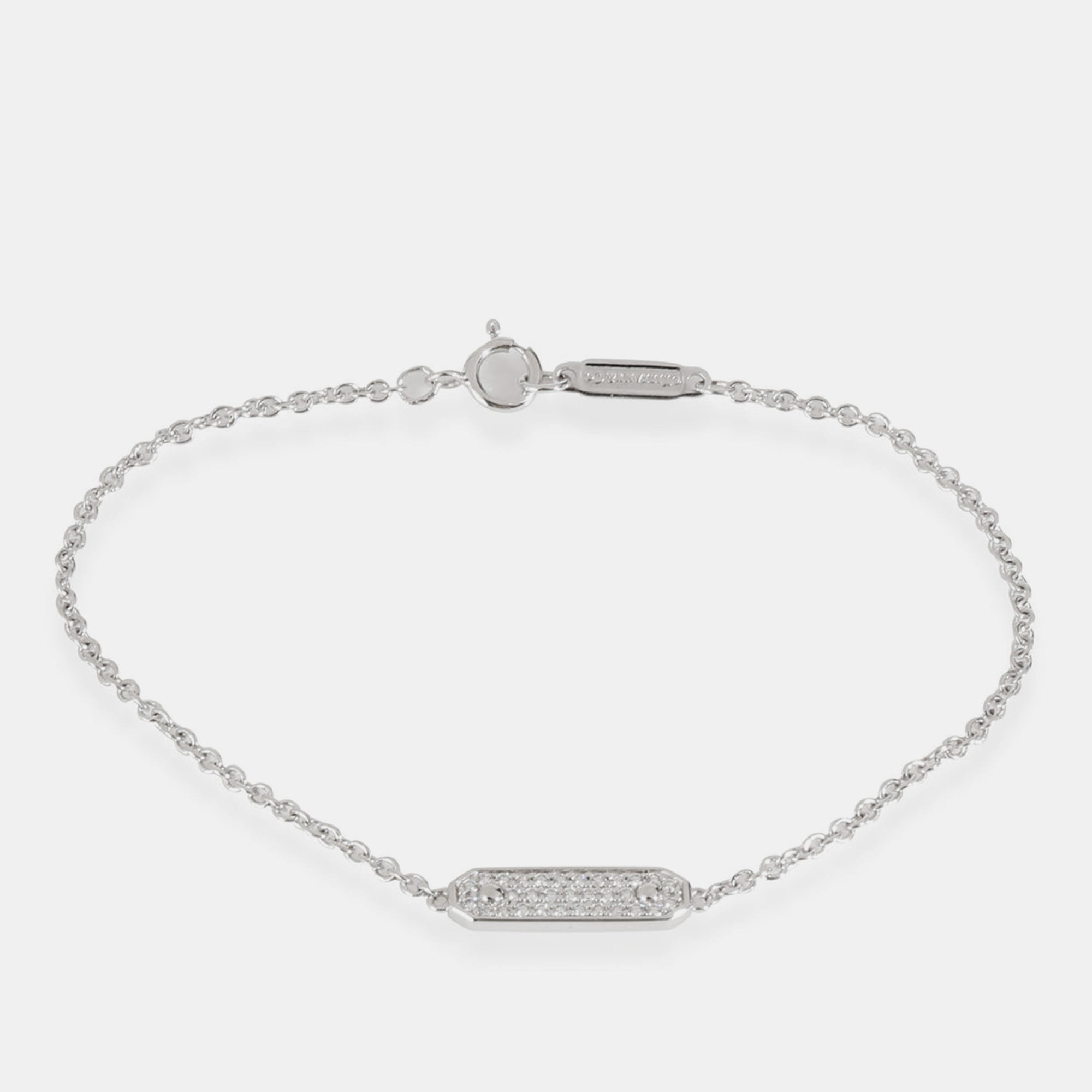 

Tiffany & Co. 18k White Gold Diamond Tag Chain Bracelet 0.08 CTW