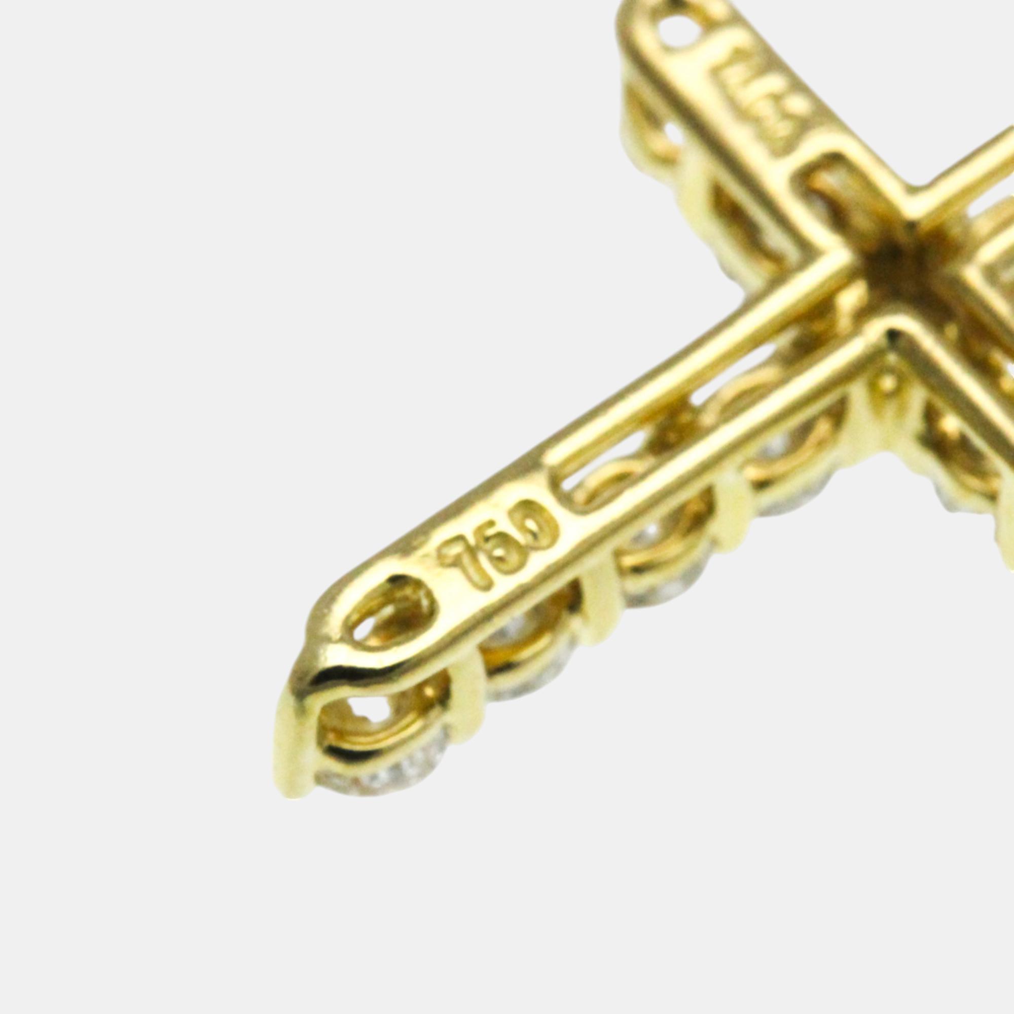 Tiffany & Co. 18K Yellow Gold Diamond Cross Pendant Necklace 