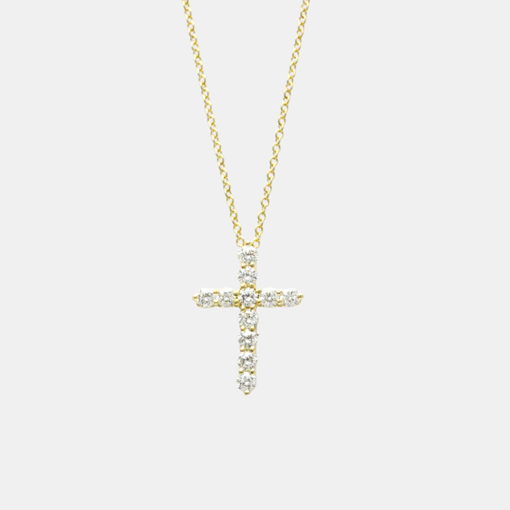 

Tiffany & Co. 18K Yellow Gold Diamond Cross Pendant Necklace