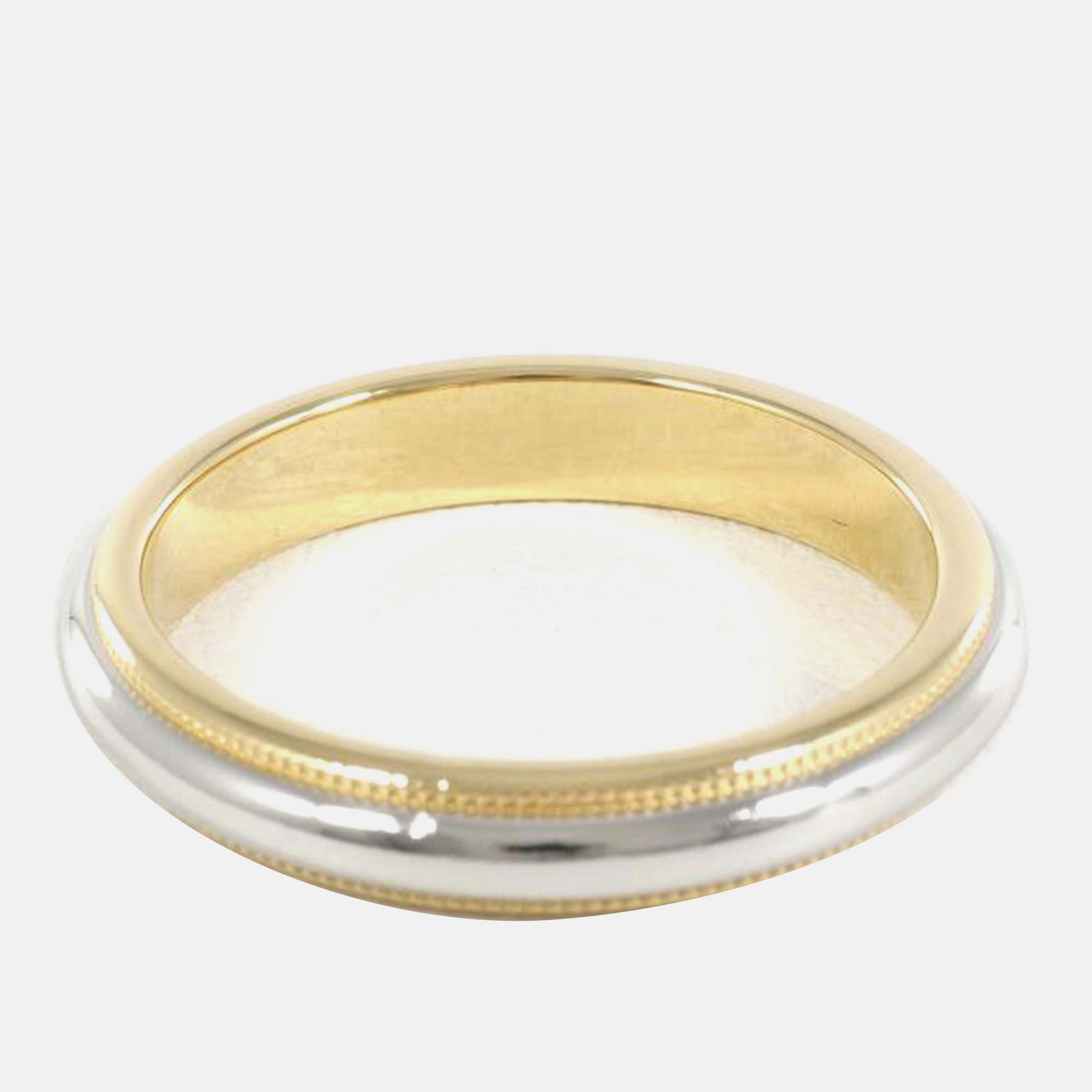 

Tiffany & Co. 18K Yellow Gold and Platinum Milgrain Band Ring EU 52