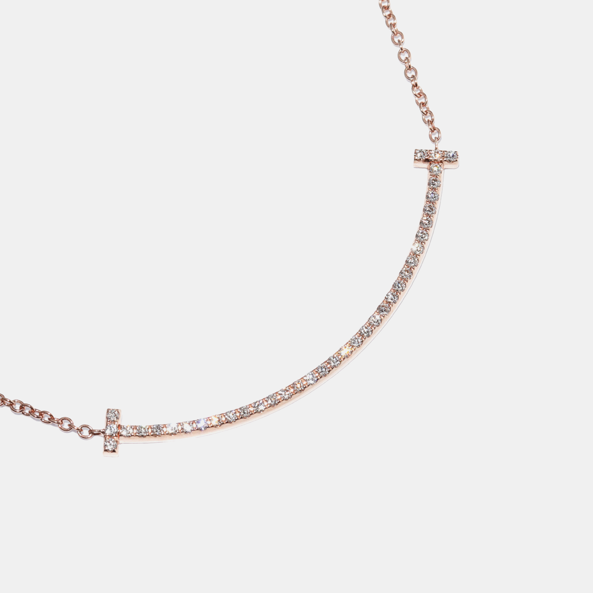 

Tiffany & Co. 18K Rose Gold and Diamond Smile Pendant Necklace