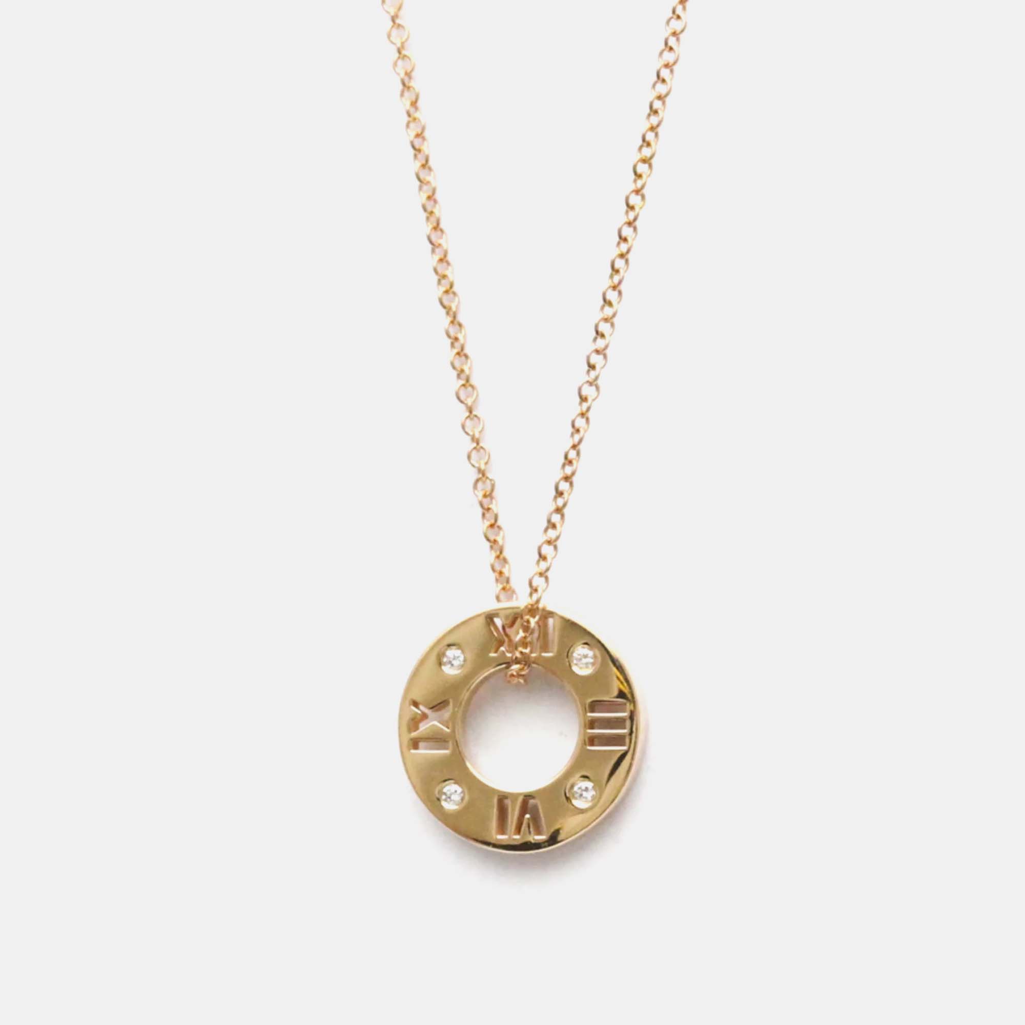 

Tiffany & Co. 18K Rose Gold and Diamond Atlas Pendant Necklace