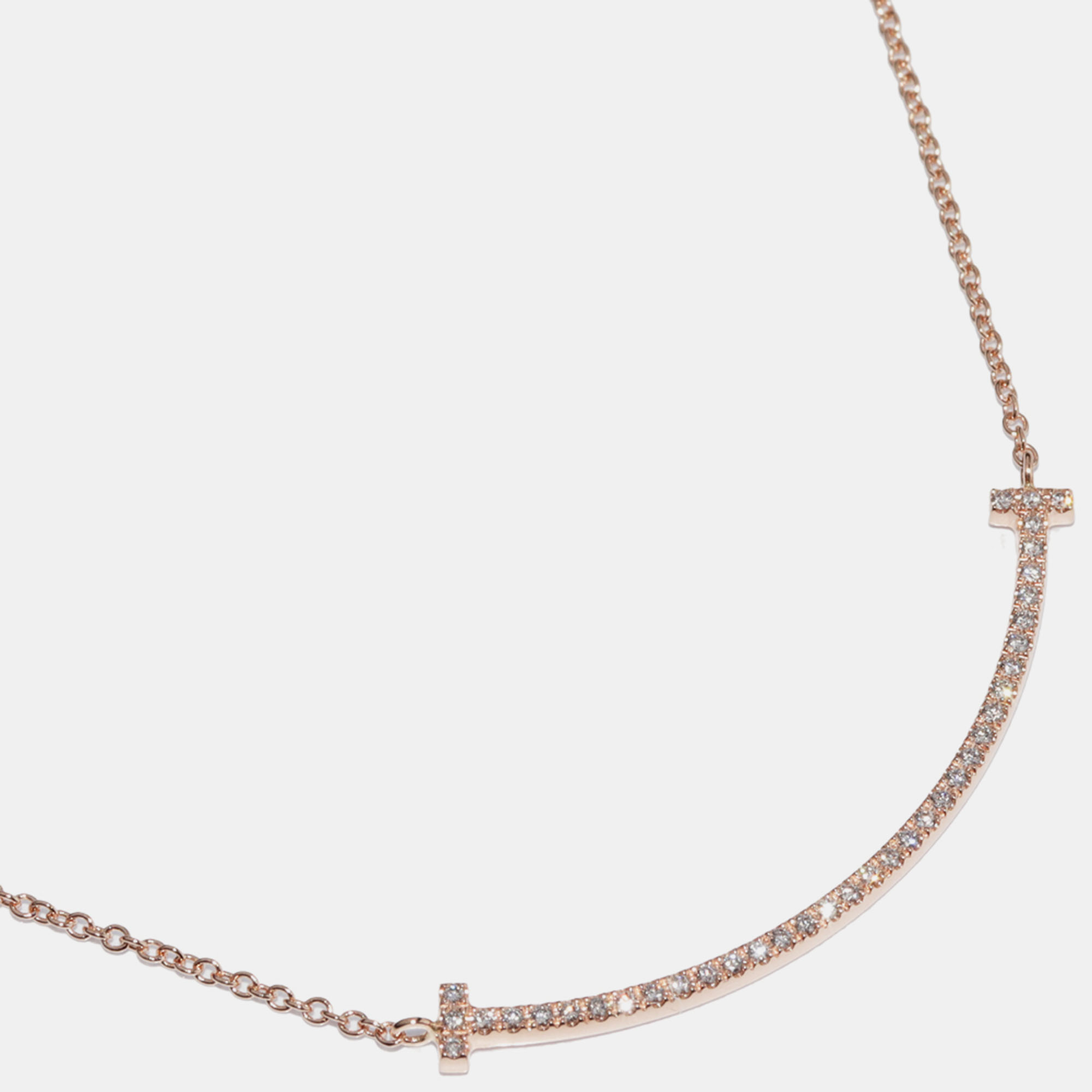 

Tiffany & Co. 18K Rose Gold and Diamond Tiffany T Smile Pendant Necklace