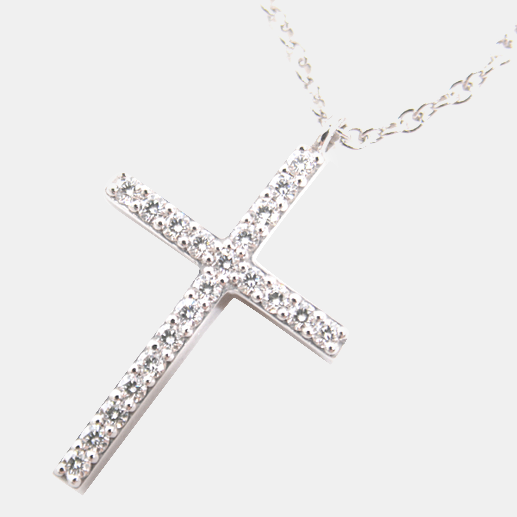 

Tiffany & Co. 18K White Gold and Diamond Cross Pendant Necklace