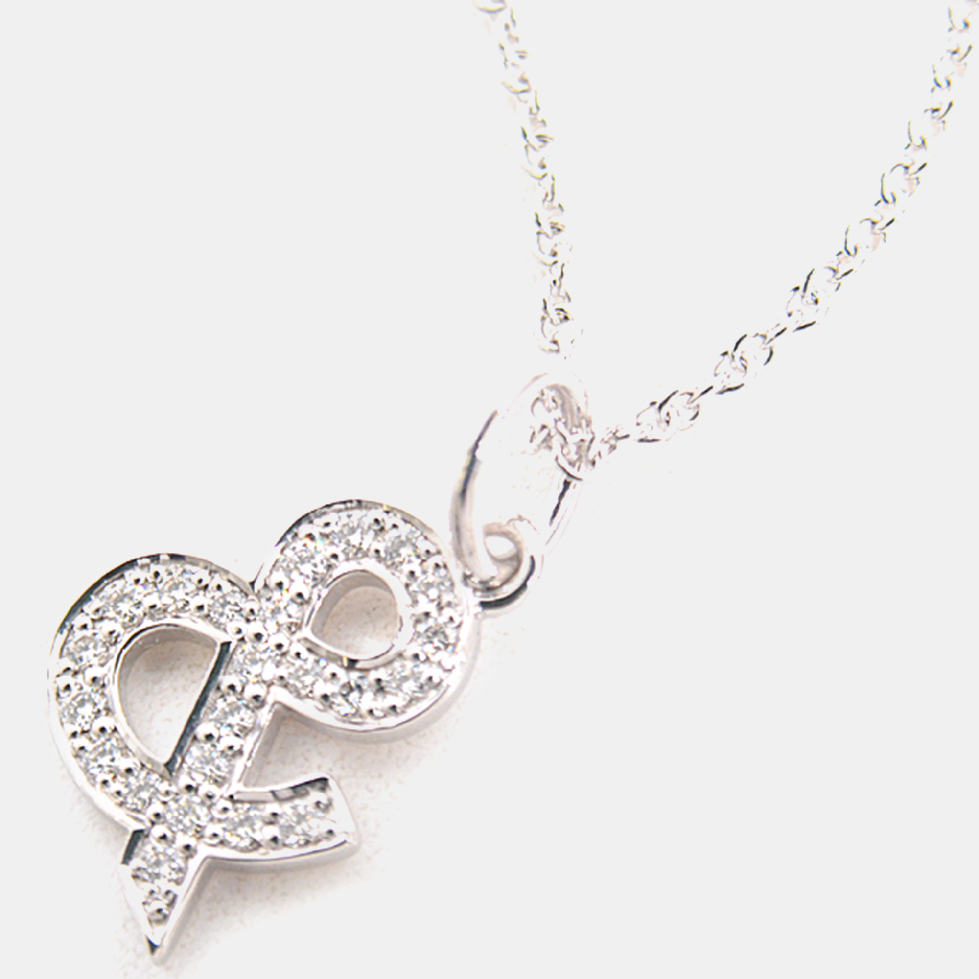 

Tiffany & Co. 18K White Gold and Diamond Letter Pendant Necklace