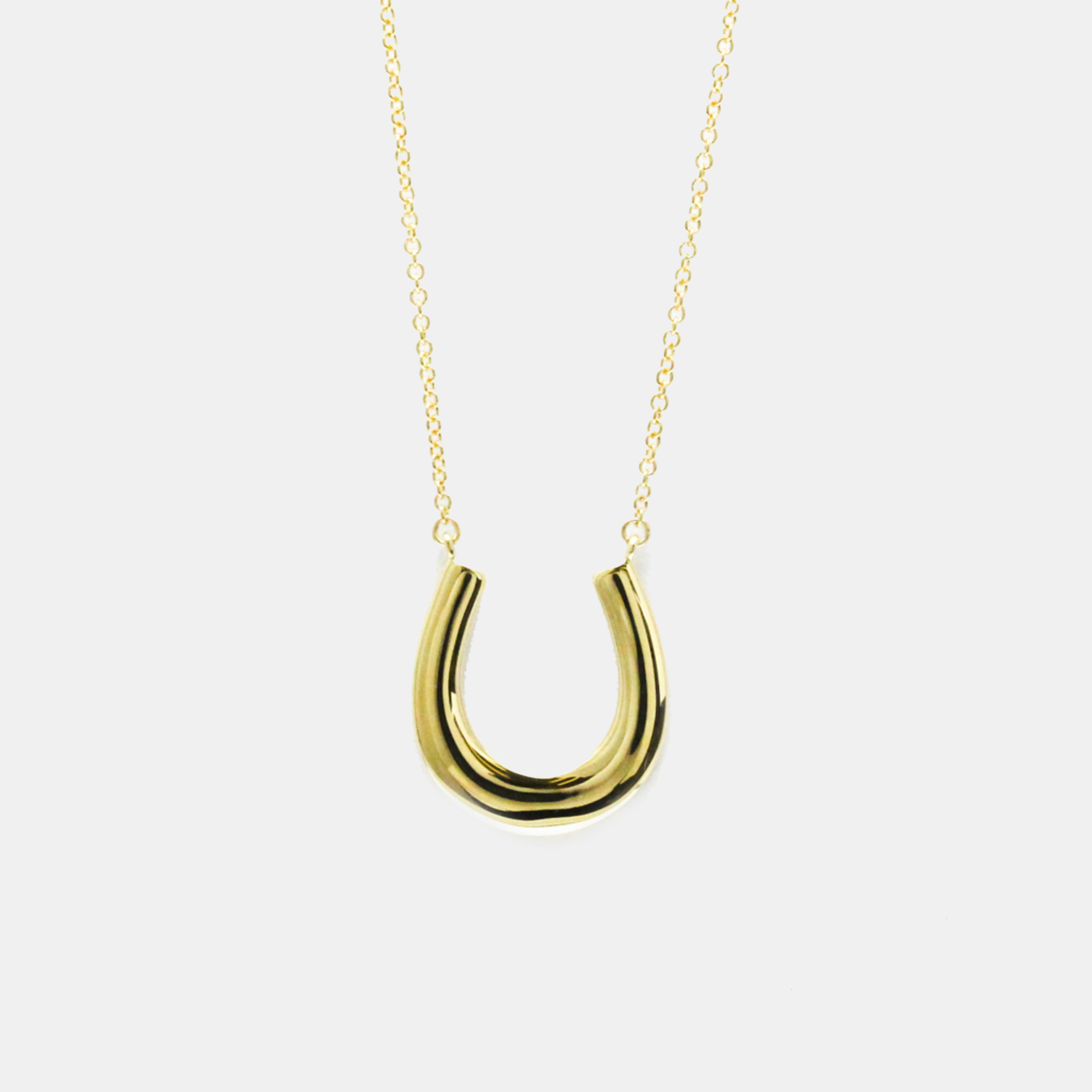 Pre-owned Tiffany & Co 18k Yellow Gold Horseshoe Pendant Necklace